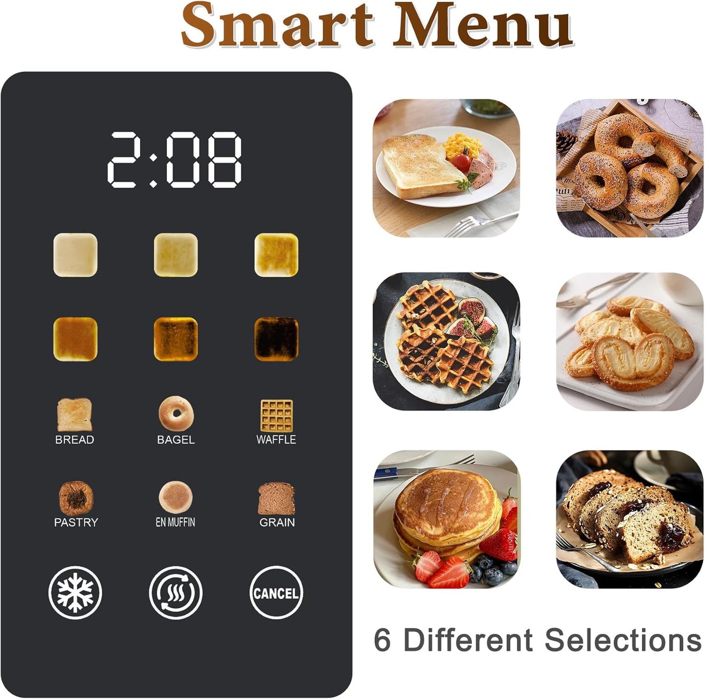 2 Slice Toaster Stainless Steel with LED Display, Extra Wide Slots, 6 Shade Settings, Defrost/Reheat/Cancel, Removable Crumb Tray – Compact Toaster for Bagels & Waffles