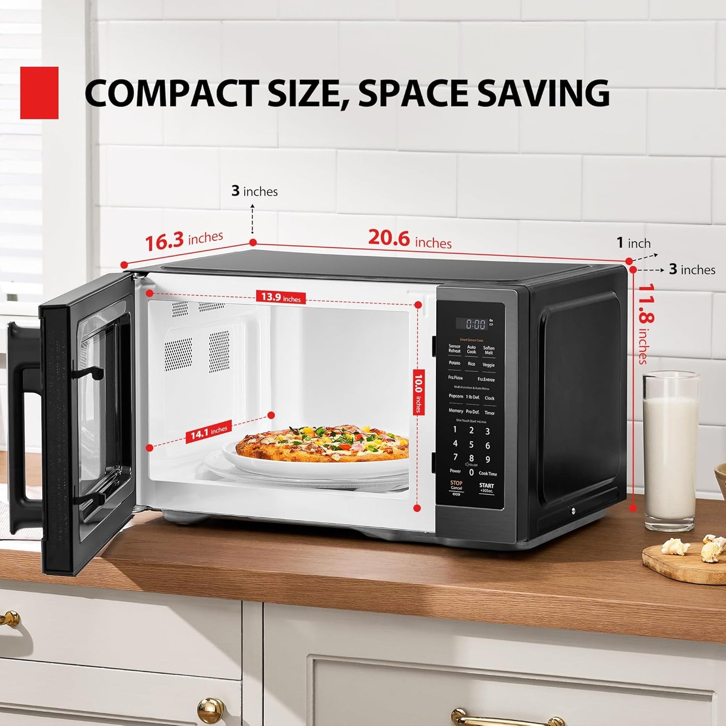 TOSHIBA ML4-EM12PA(BS) Countertop Microwave Oven with Stylish Design As Kitchen Essentials, Smart Sensor, 13 Auto Menus&Mute Function, 1.2 Cu Ft with 12.4" Turntable, 1000W, Black Stainless Steel