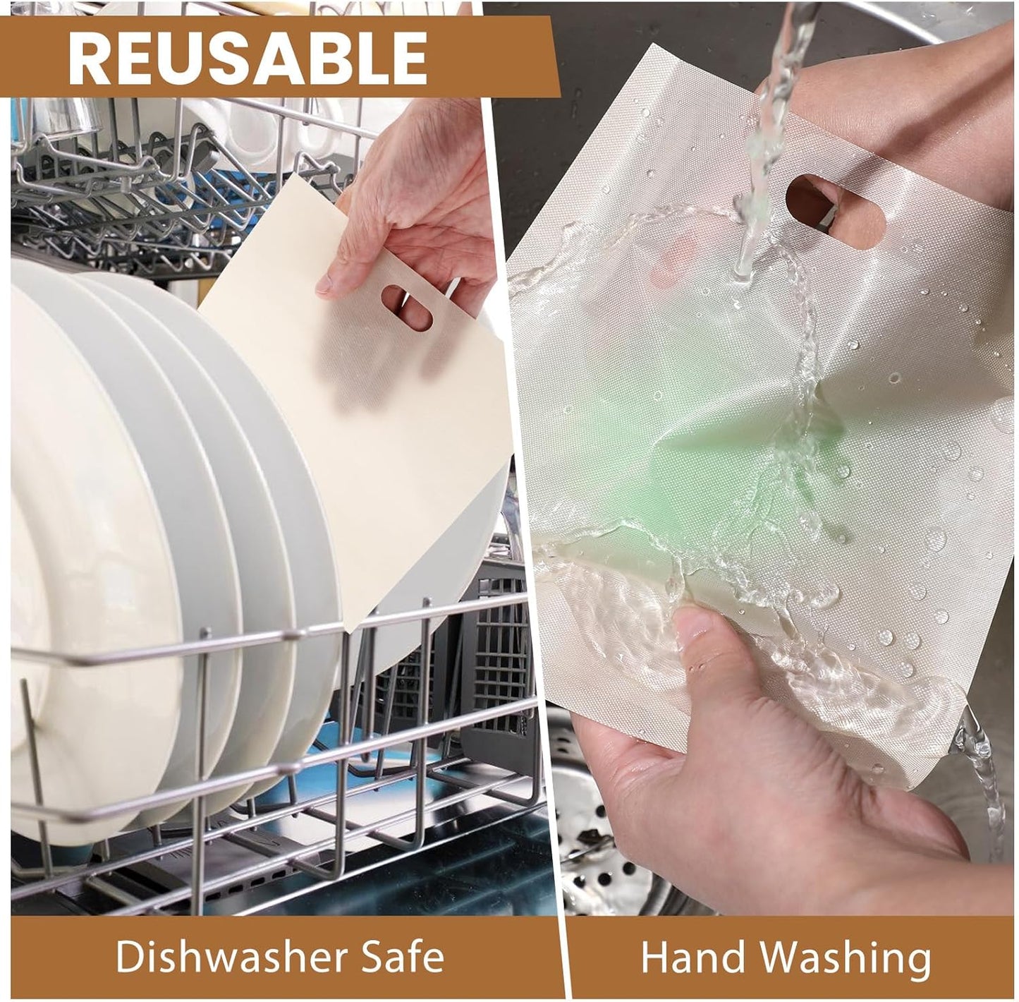 simarro 8-Pack Toast Bags, Reusable Toast Bags, 3 Sizes Heat Resistant Non-Stick Sandwich Toasted Cheese Toasting Bag, Washable Toast Bag for Toasted Sandwiches, Chicken Panini and Toast