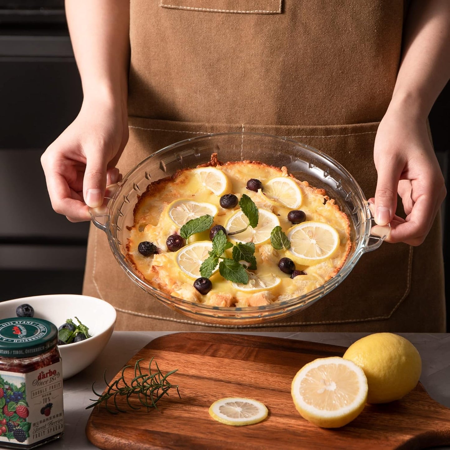 Sweejar 2-pack Glass Pie Pan, 7.5-Inch Round Baking Dish with Non-Stick Coating and Soft Wave Edge for Apple, Pumpkin, and Pot Pies