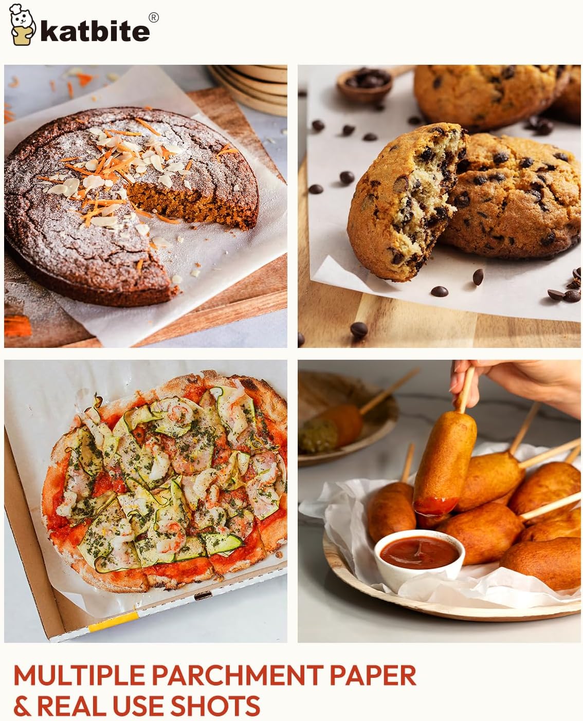 Katbite 200Pcs 9x13 inch Heavy Duty Parchment Paper Sheets, Precut Parchment Paper for Quarter Sheet Pans Liners, Baking Cookies, Bread, Meat, Pizza, Toaster Oven (9"x13")