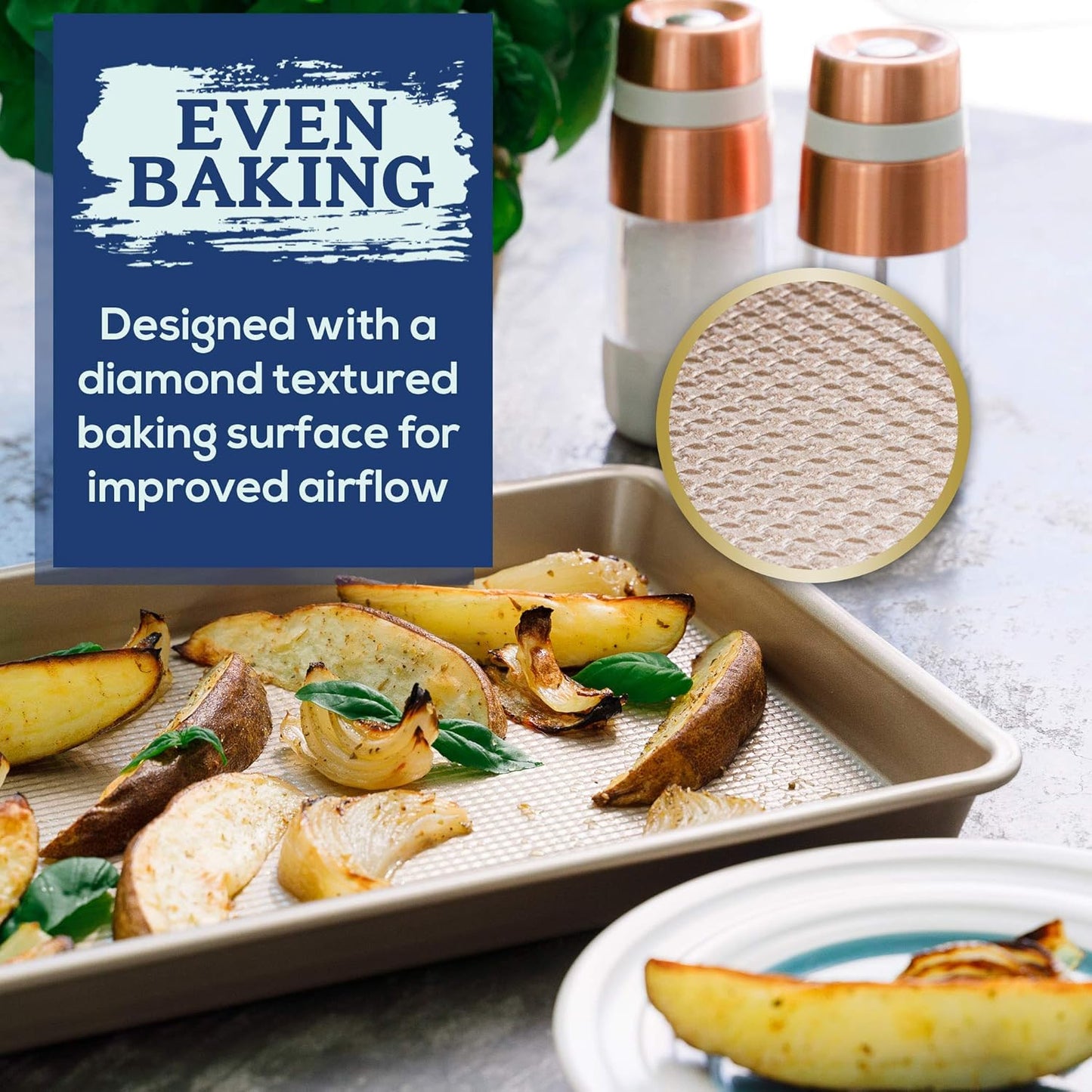 Ultra Cuisine Jelly Roll Baking Sheet Pan - Nonstick - Warp and Scratch Resistant - Enhanced Airflow - Durable Carbon Steel Design - Professional Roasting Quality - Baking Sheets Oven - 10 x 15 inch