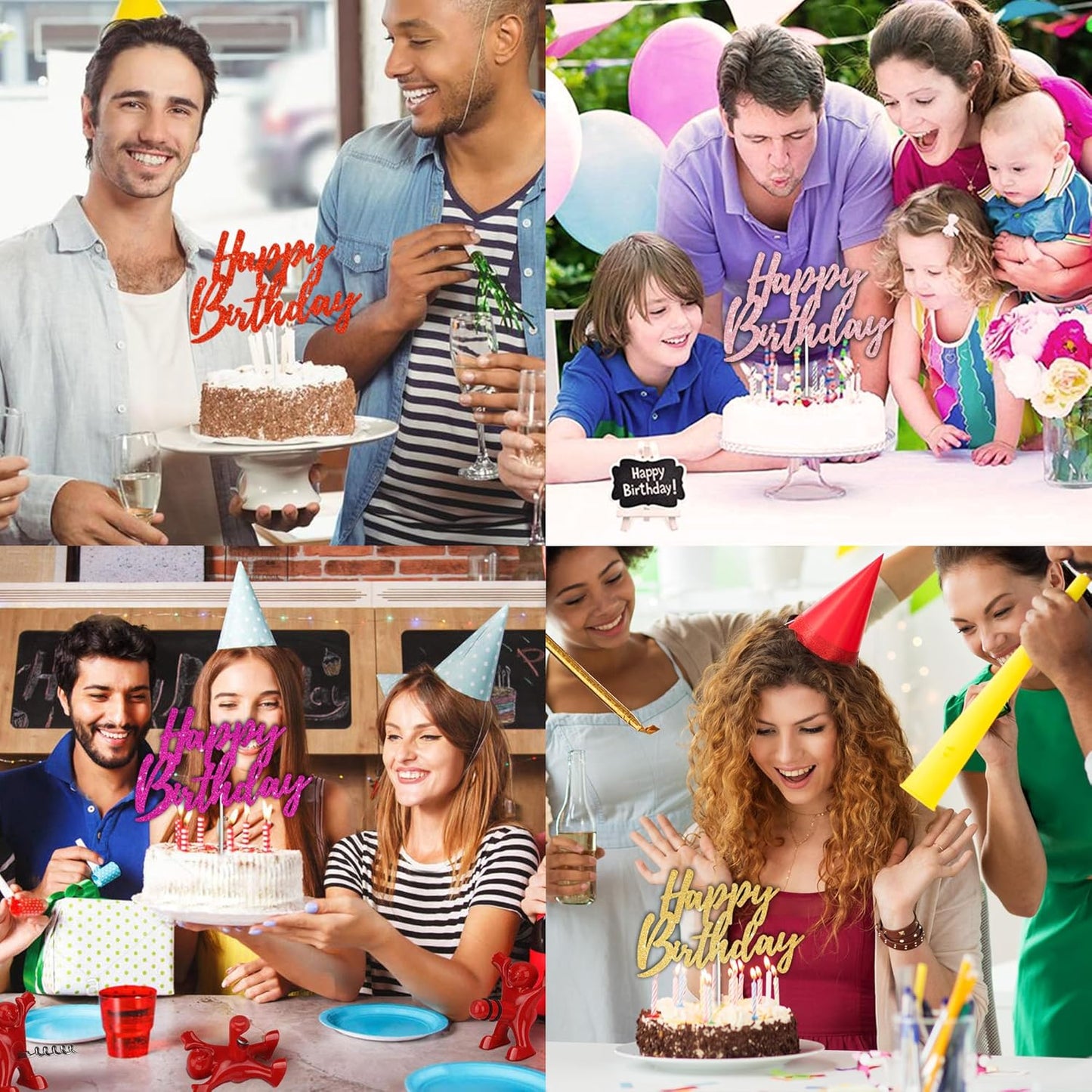 BEISHIDA Happy Birthday Cake Toppers Gold Glitter Birthday Cake Decoration Cake Baking Supplies 18th 30th 40th Birthday Cake Toppers For Boys Girls Men Women Birthday Party Photo Booth Props