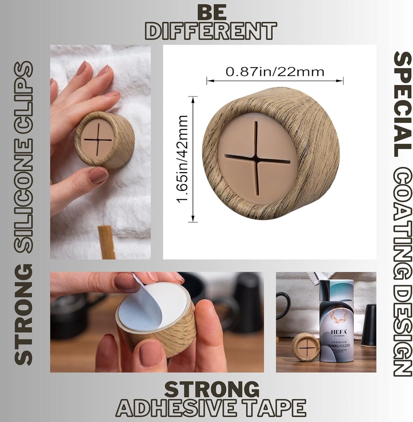 HEFA Towel Holder, Towel Hooks, Dish Towel Holder, Kitchen Organization, Bathroom Accesories, Kitchen Towel Hook, Kitchen Towel Holder, Christmas Gift, Kitchen Gadgets 4 Pack