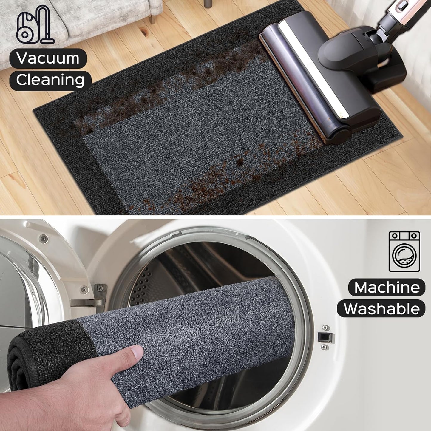 Machine Washable Kitchen Rug 24" x 70", Non Slip Kitchen Mat for Floor, Absorbent Entrance Runner Rug for Bedroom, Hallway, Bathroom, Door (Roll Packing)