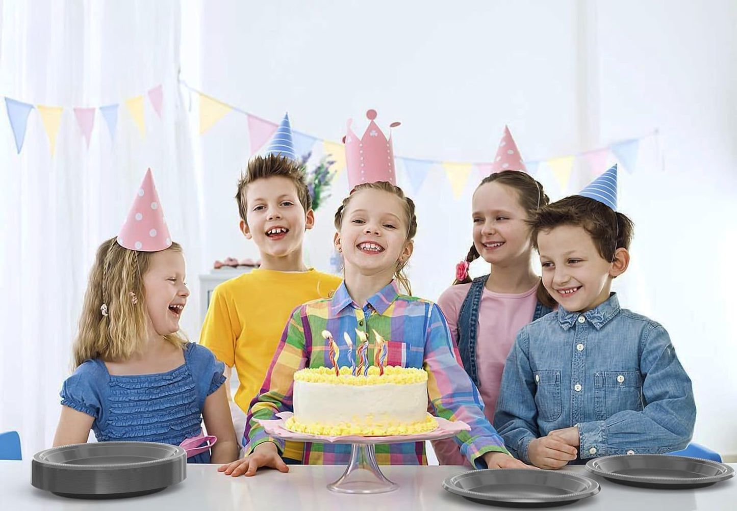 Exquisite Party Solids Silver Plastic Plates For Party 10" Silver Disposable Plates Heavy Duty Supplies 100 Pcs Plastic Dinnerware Sets Heavy Duty 350 GSM Disposable Dinnerware Set