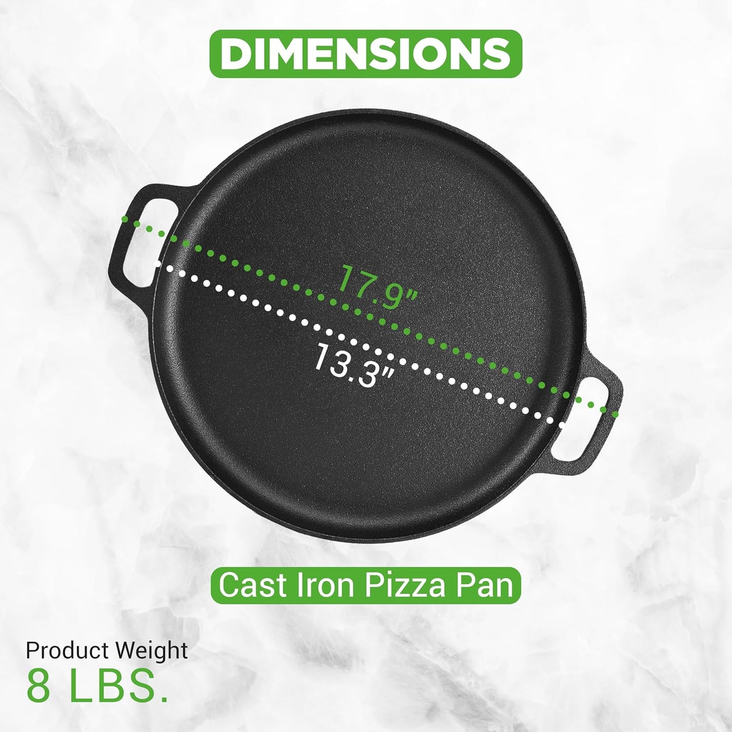 NutriChef 13-Inch Flat Cast Iron Pizza Pan - Versatile Pre-Seasoned Round Cooking Griddle w/ Built-In Handles for Oven, Grill, Stove, and Campfires