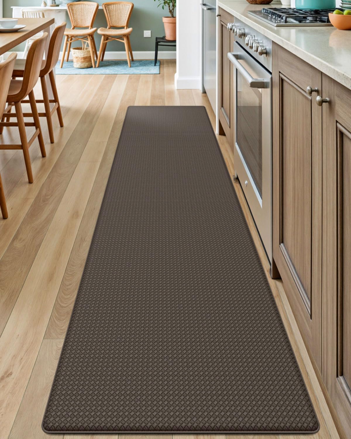 DEXI Kitchen Floor Mats Cushioned Anti Fatigue,17x79,Long Standing Runner Rug Waterproof, Comfort Memory Foam Padded for Front Sink Laundry, Brown