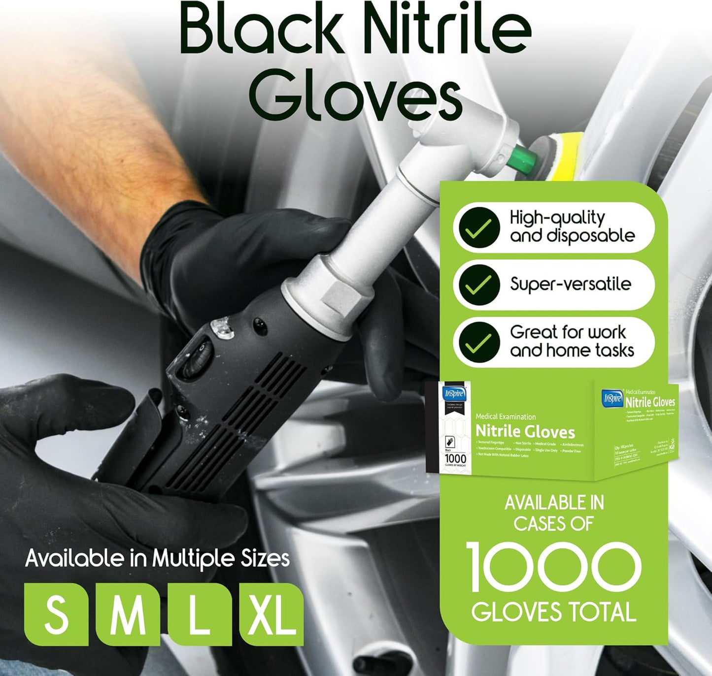 Inspire Black Nitrile Gloves | THE ORIGINAL Quality Black Gloves Disposable Latex Free | 4.5 Cooking