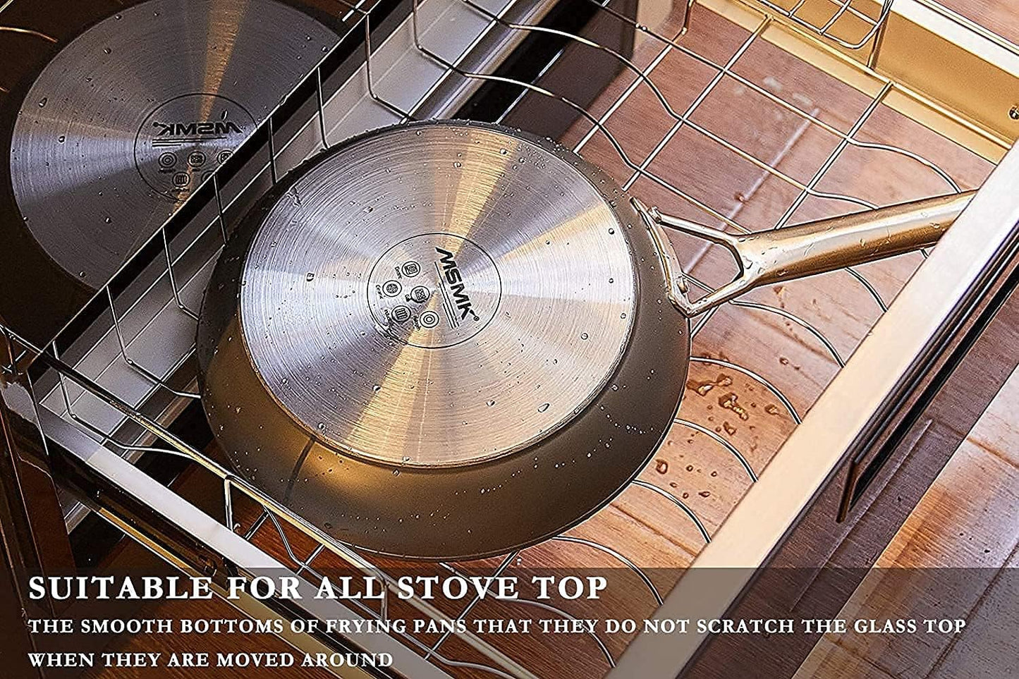 MsMk Small Frying pan, 8-inch Nonstick Durable Egg Omelet Skillet with Stay-Cool Handle, Limestone Non Stick Coating From GRE, 4mm Stainless Steel Base Induction, Oven Safe, Dishwasher Safe