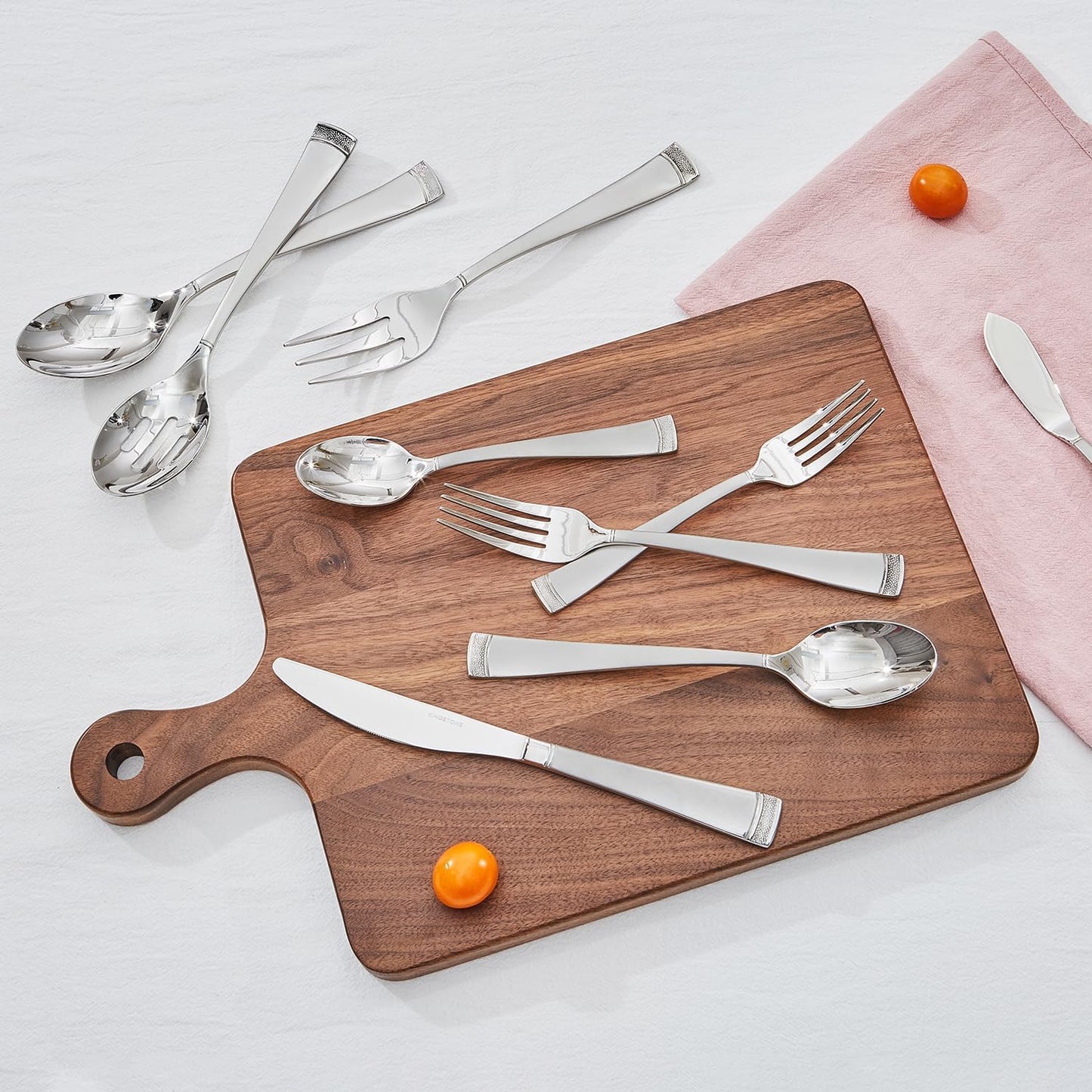 KINGSTONE Silverware Set, 65-Piece Flatware Set for 12, 18/10 Stainless Steel Cutlery Set with Bead Edge, Utensil for Kitchen, Home, Party, Wedding, Mirror Polished, Dishwasher Safe, Featured Gifts