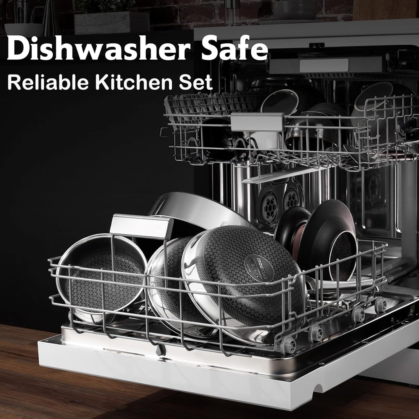 Saute Pan,Hybrid Non Stick 6.5 Quart Everyday pan,Chicken Fryer, PFOA Free Cookware,12.5 inch Deep Frying Pans with Lid,Dishwasher and Oven Safe,Works on Induction,Ceramic and Gas Cooktops