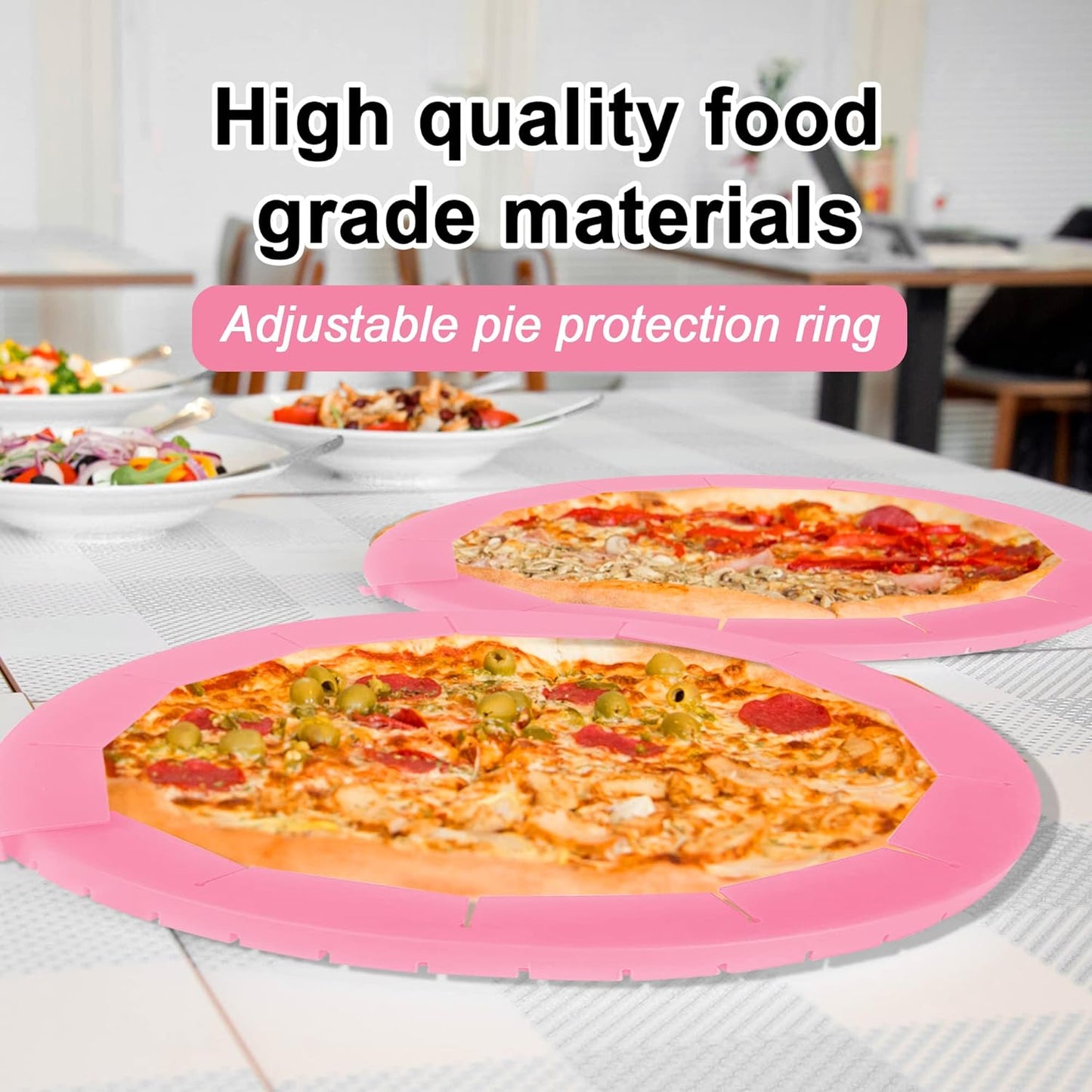 2 Pack Adjustable Silicone Pie Crust Shield - BPA-free Pie Crust Protector Cover Kitchen Tool - Fit 8-10.7 Inch Pies - Dishwasher Safe (Pink)