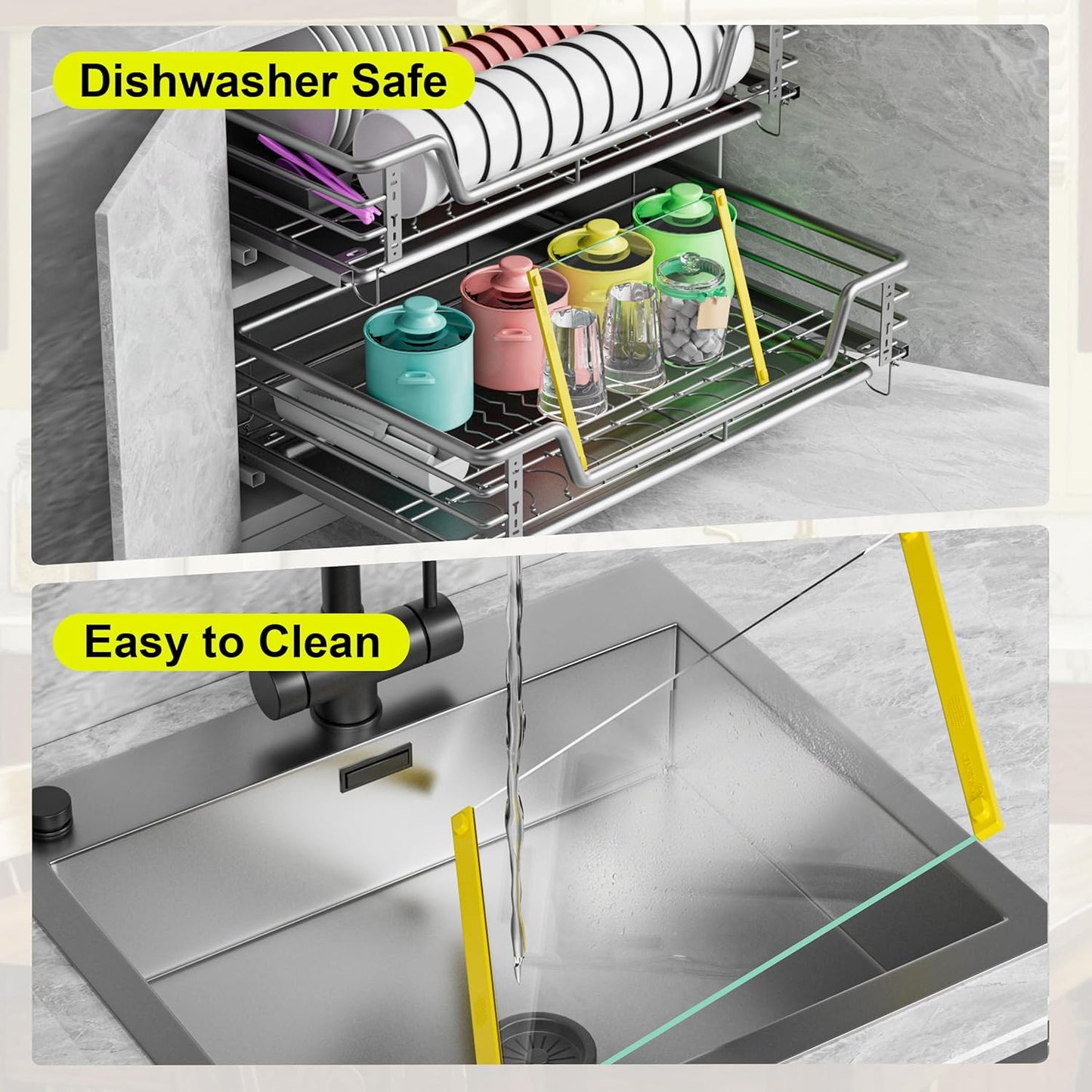 Glass Cutting Board with Silicone Grip, 80% Stronger Shatter Resistance and Slip Resistance,No Scratches/Microplastic-Free,Dishwasher Safe, Non Toxic Cutting Board for Kitchen (Yellow-12*8"&16*12")