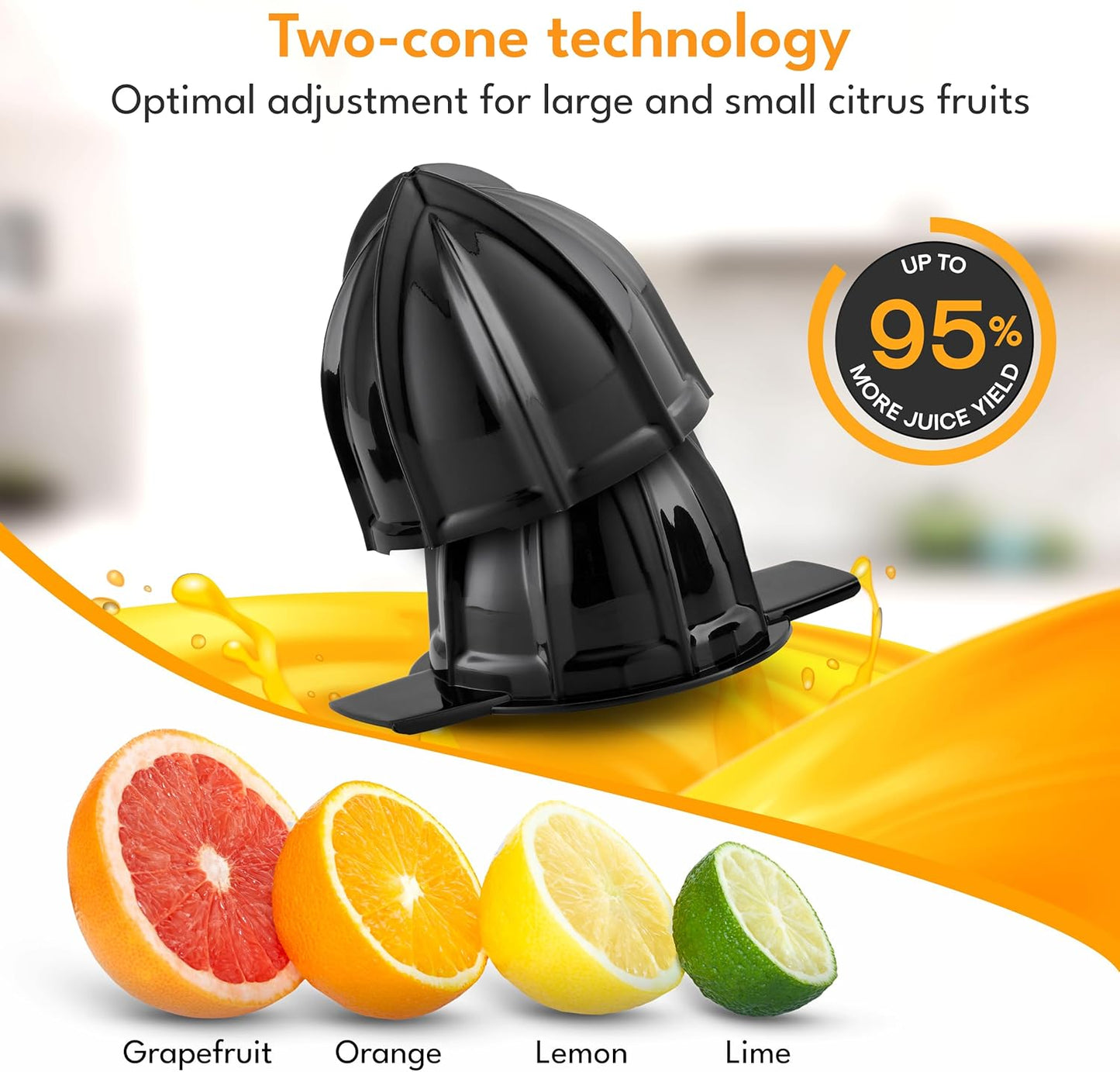 Electric Citrus juicer - 2 cones & BPA-free I High juice yield & Large Volume I 24oz Orange juicer squeezer I Esprimidoras electrico Exprimidor de limones y jugo naranjas for Juicers Machine