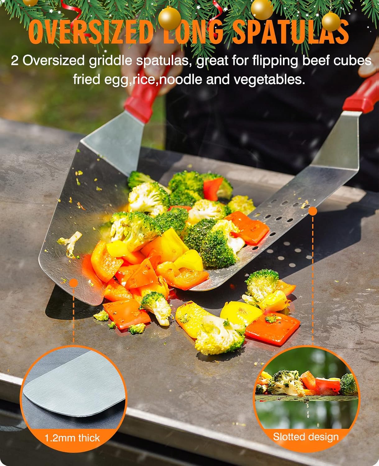 HOMENOTE Griddle Accessories Kit, Exclusive Griddle Tools Spatulas Set for Blackstone - 8 Pcs Commercial Grade Flat Top Grill Accessories - Great for Outdoor BBQ, Teppanyaki and Camping, Red