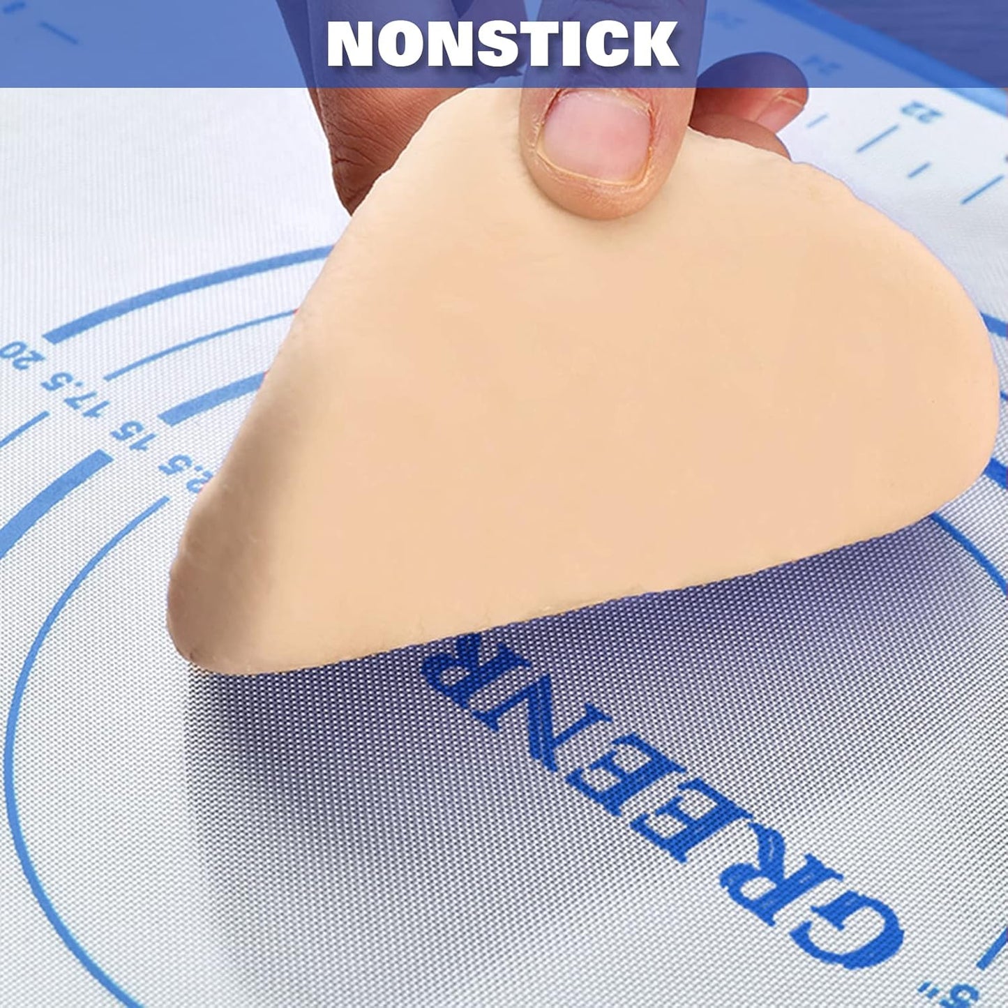Silicone Pastry Mat Extra Thick Large Non Stick Baking Supplies Kitchen Counter Cooking Rolling Dough Sheet Pie Crust Sourdough Bread Oven Liner with Measurement (XXL-24''(W)*32''(L), 2#Blue)