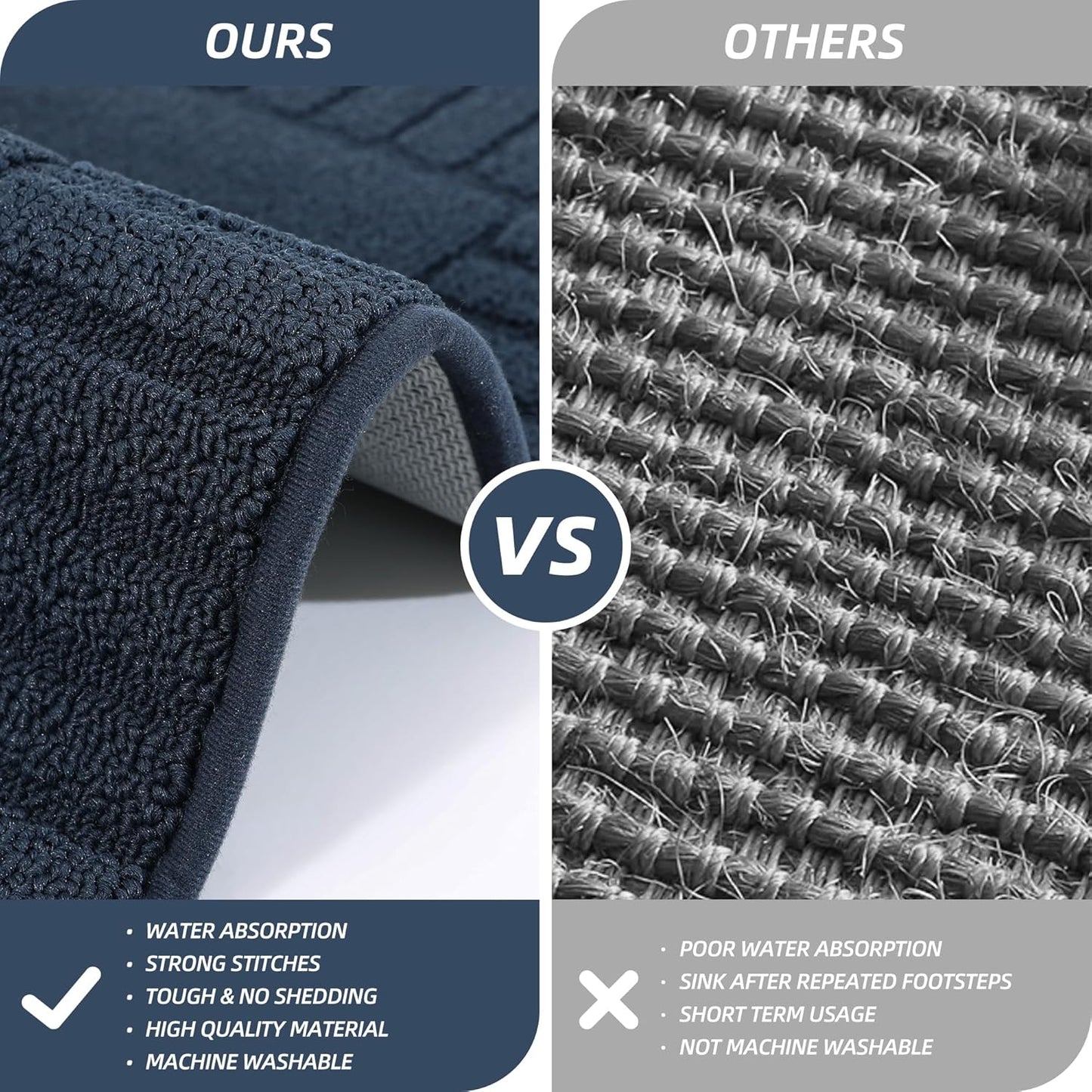 BEQHAUSE-Kitchen-Rugs-and-Mats Non Slip Kitchen Mats for Floor Absorbent Kitchen Rugs Machine Washable Kitchen Floor Mat,Navy Blue 20”x30”