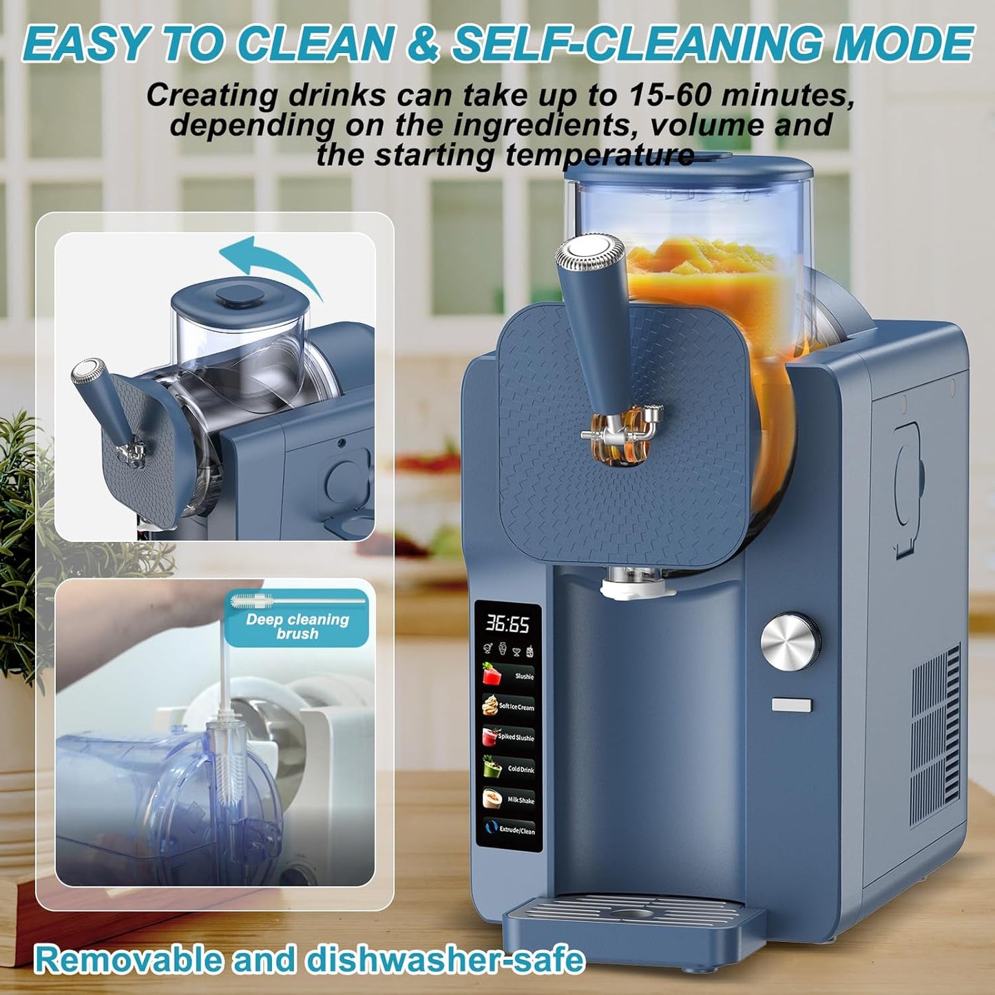 Ice Cream Maker, Slushie Machine for Home, Slushy Machine 70 oz Margarita Machine with 6 Preset Programs for Ice Cream