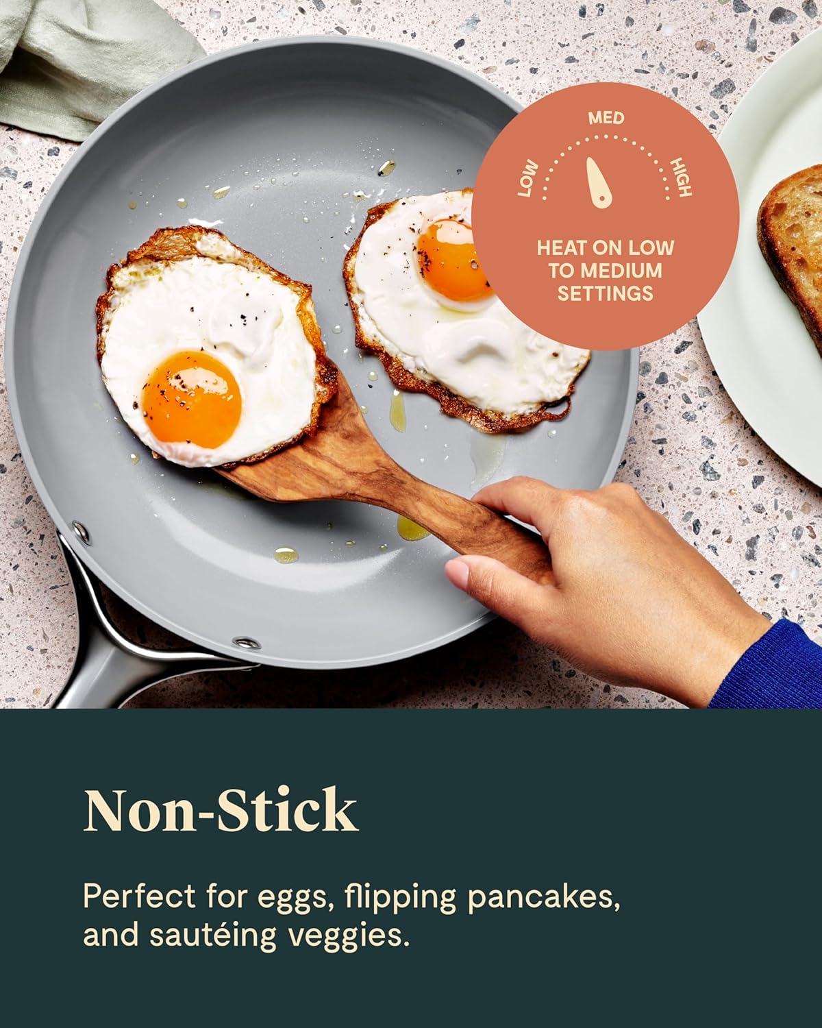 Caraway Nonstick Ceramic Mini Fry Pan With Glass Lid (1.05 qt, 8") - Non Toxic, PTFE & PFOA Free - Oven Safe & Compatible with All Stovetops (Gas, Electric & Induction) - Sage