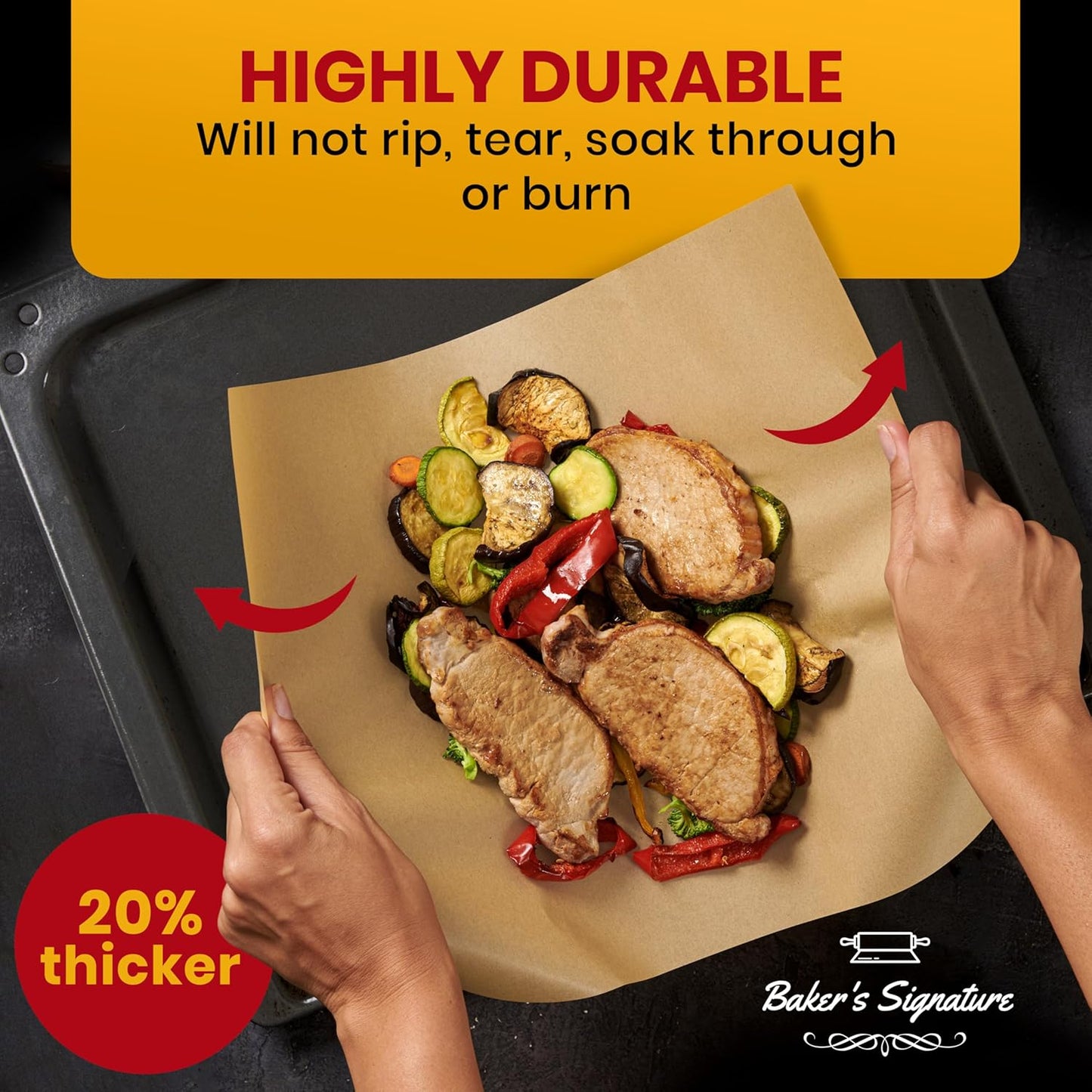 Quarter Sheet Pans 8x12 Inch Pack of 120 Parchment Paper Baking Sheets by Baker’s Signature | Precut Silicone Coated & Unbleached – Will Not Curl or Burn – Non-Toxic & Comes in Convenient Packaging