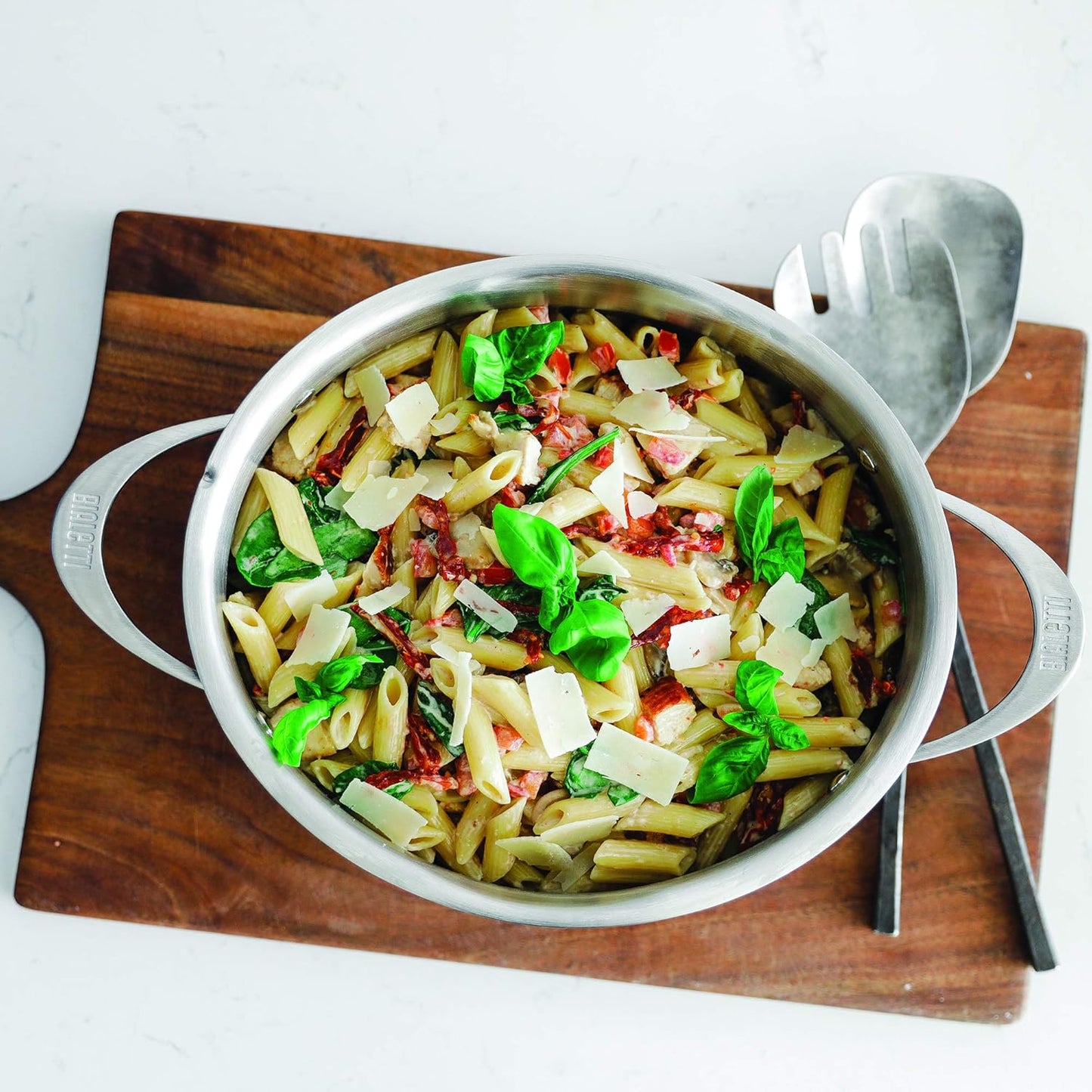 Bialetti 6-Quart Nonstick Aluminum Pasta Pot with Strainer Lid and Handles, PFOA-Free Nonstick Oval Cooking Pot and Lid, Silver