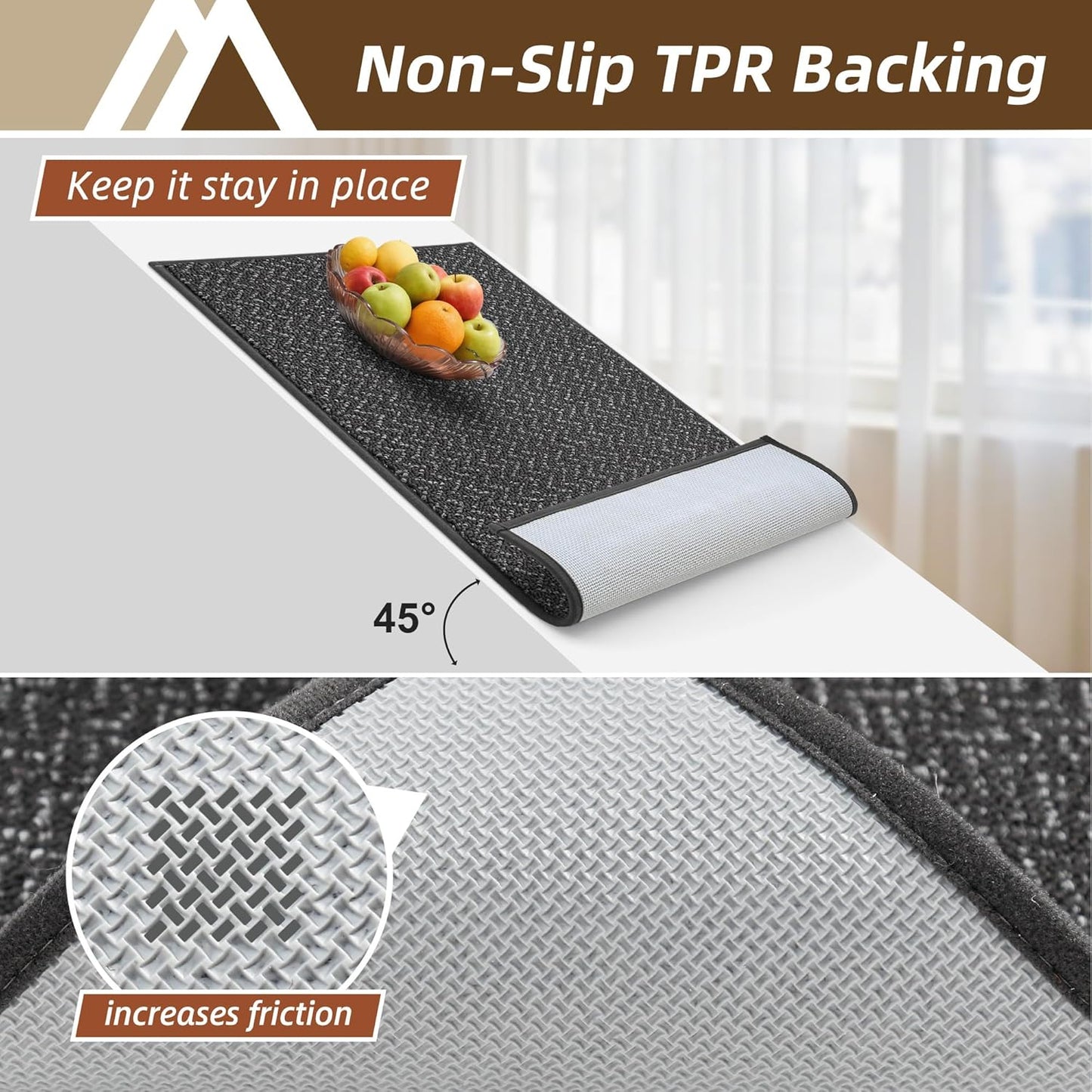 COSY HOMEER Kitchen Rugs and Mats 2PCS Non Slip Kitchen Mats for Floor Washable Stain Resistant Kitchen Runner Rug Sets Absorbent Kitchen Floor Mat 20"x32"+20"x48",Dark Grey