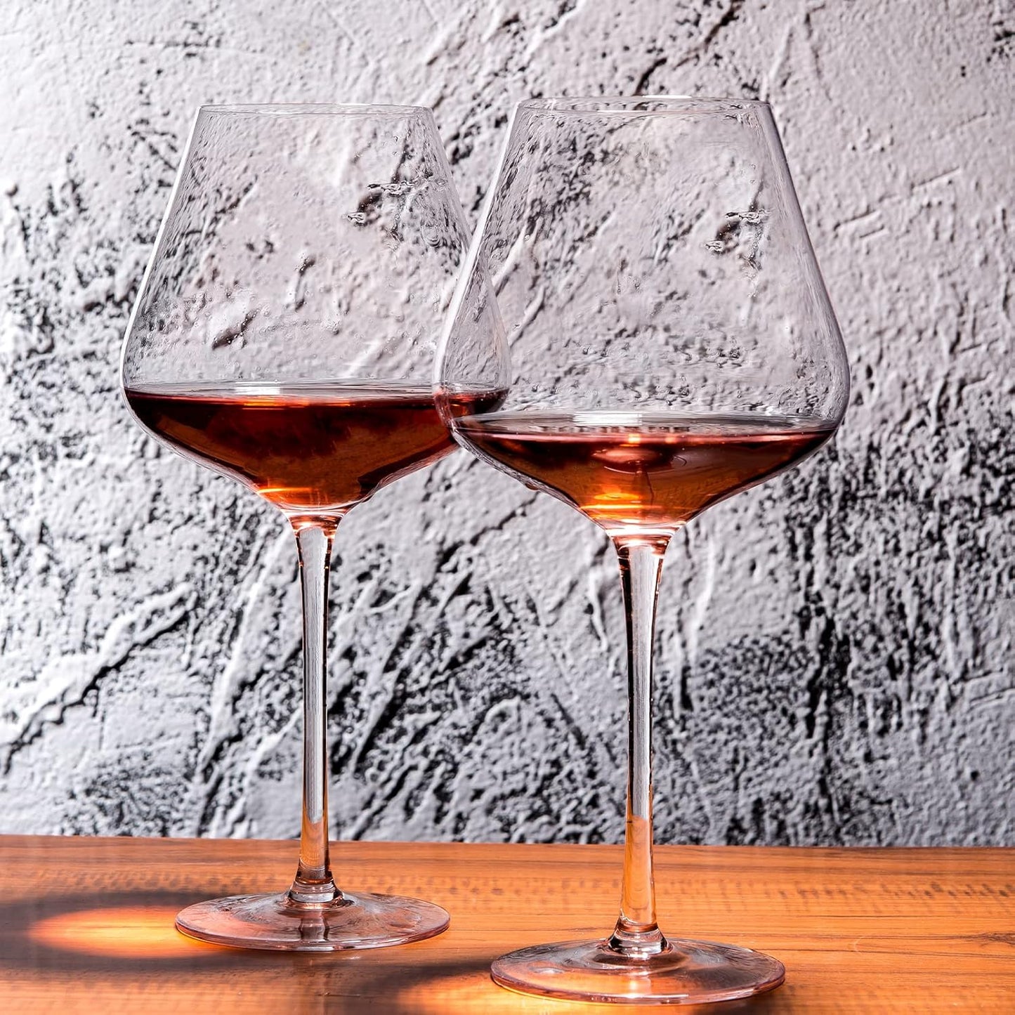 Hand Blown Red Wine Glasses Set of 4 – 23 oz Burgundy Wine Glasses With Long Stem – Large Premium Crystal Wine Glass – Unique Gift for Wedding, Anniversary, Mother’s Day – Clear