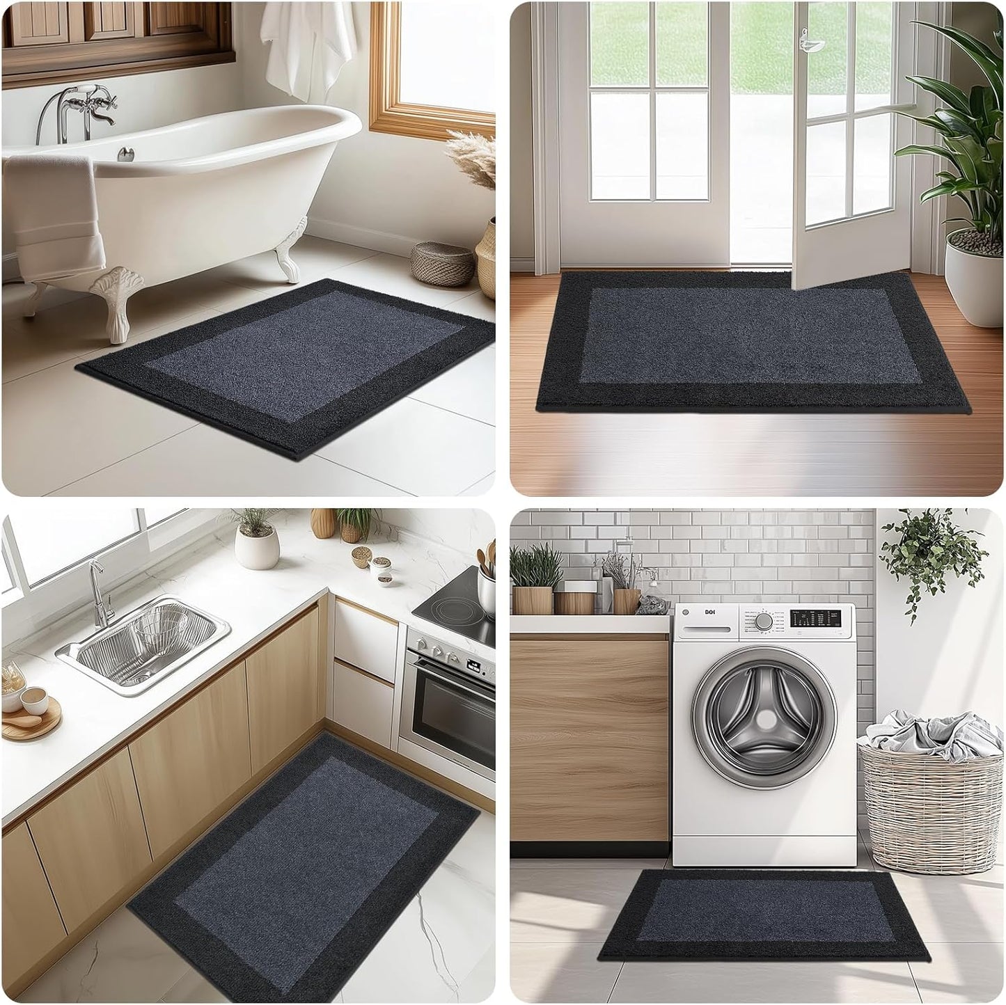 Machine Washable Kitchen Rug 24" x 36", Non Slip Kitchen Mat for Floor, Absorbent Entrance Throw Rug for Bedroom, Hallway, Bathroom, Door