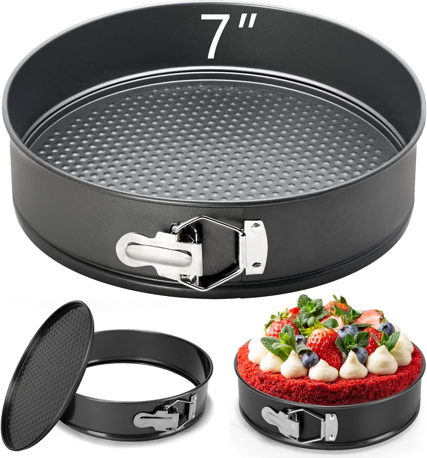 7 Inch Springform Cheesecake Pan with Removable Bottom, Leakproof Round Cake Baking Pan