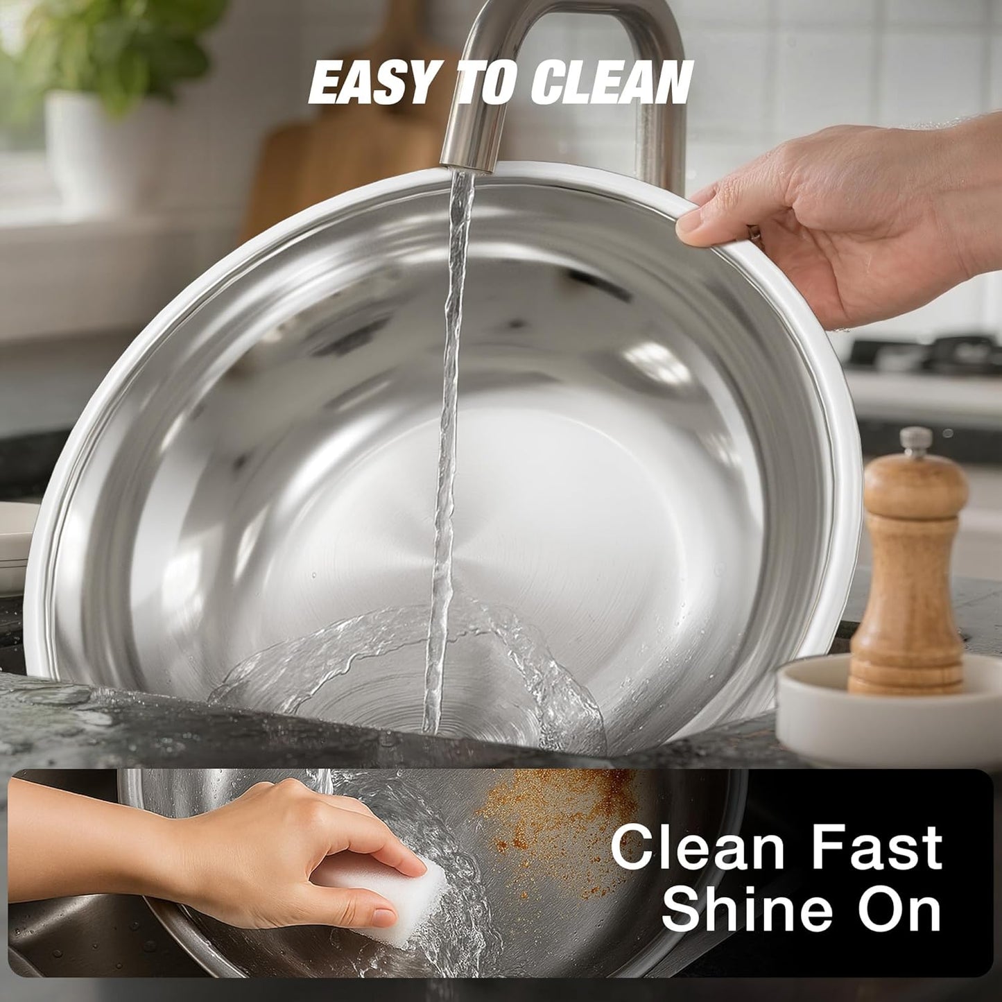 Gold Chafing Dishes for Buffet (5QT, 6 Pack), Round Chafers and Buffet Warmers Sets, Food Grade Stainless Steel Chafing Dish Set, Rolled Edge Design, for Catering Events, Parties, Weddings