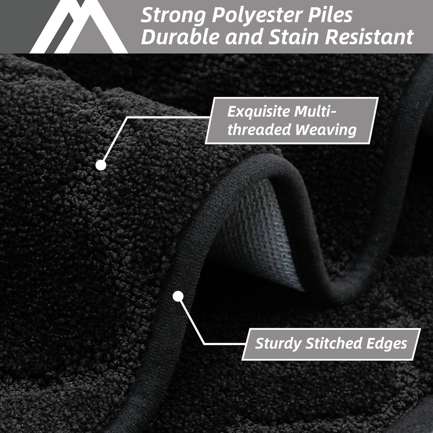 COSY HOMEER-Kitchen-Rugs 20"x48" Non-Slip Absorbent Soft Kitchen Runner Rug Polyester Kitchen Mats for Floor Washable Kitchens Standing Floor Mat for Sink Mat,Hallway,Laundry,Black