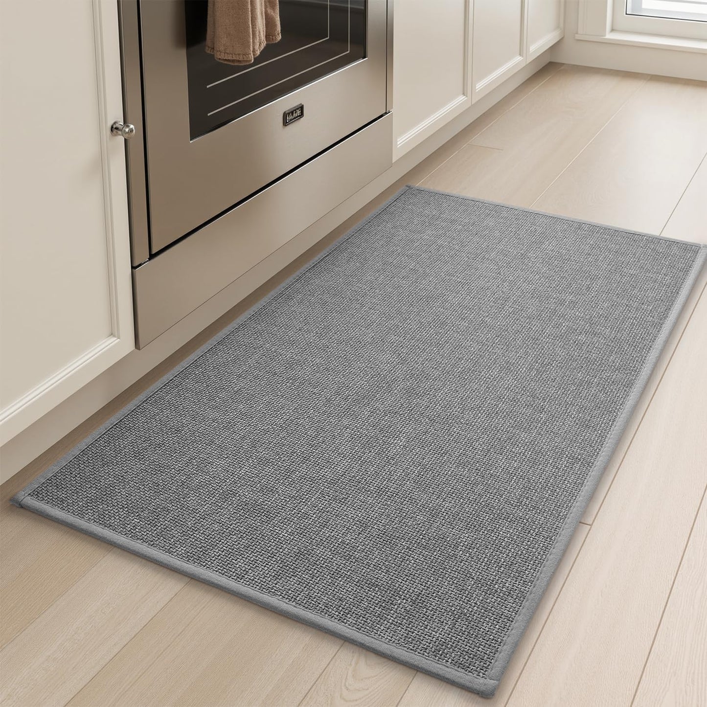 tchdio Kitchen Mats for Floor, Rubber Backed Kitchen Rugs Non Slip Washable, Superior Absorbent Kitchen Runner Rug Easy to Clean, Comfort Kitchen Floor Mat Front of Sink (Grey, 20" × 32")