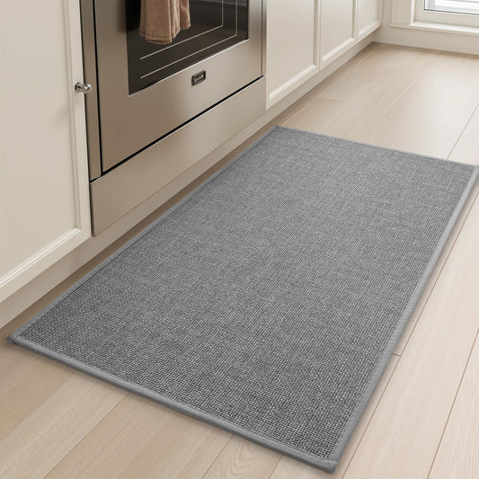 tchdio Kitchen Mats for Floor, Rubber Backed Kitchen Rugs Non Slip Washable, Superior Absorbent Kitchen Runner Rug Easy to Clean, Comfort Kitchen Floor Mat Front of Sink (Grey, 20" × 32")