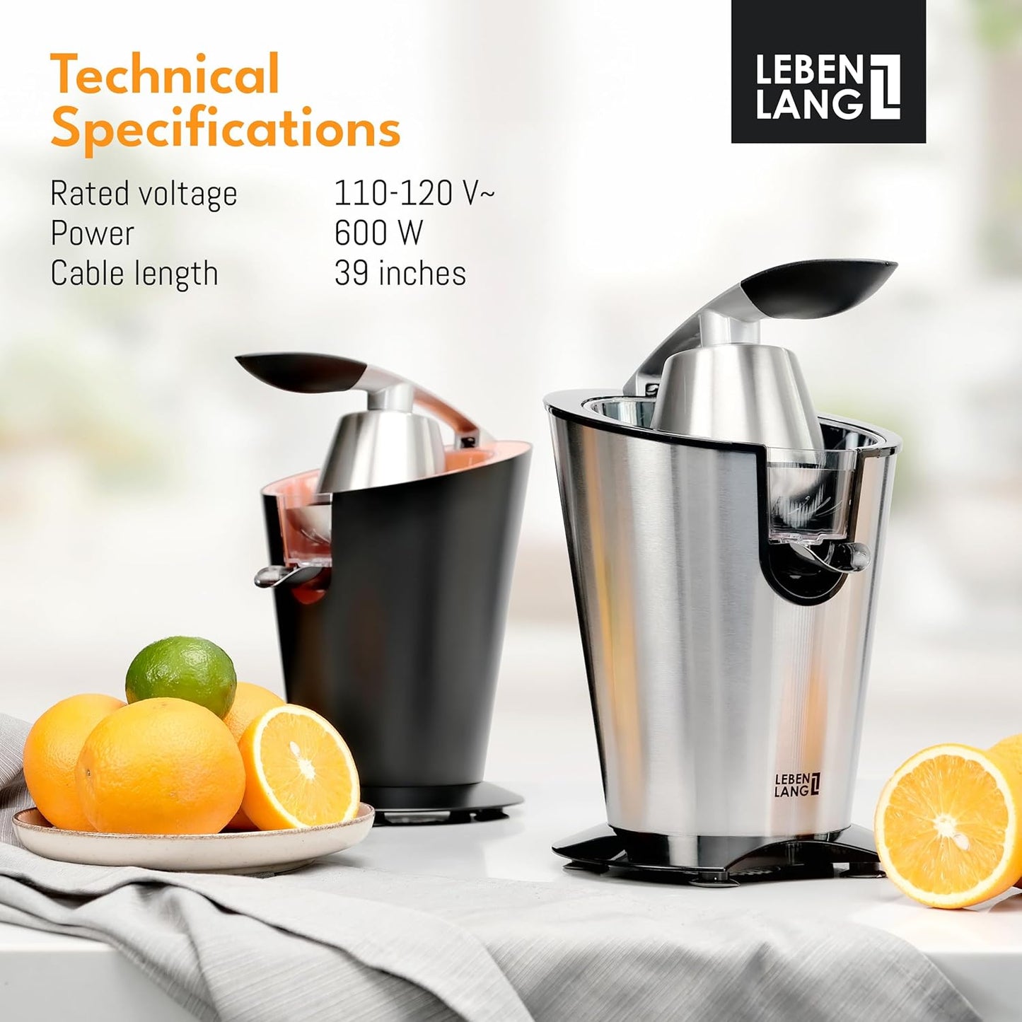 Electric citrus juicer with high juice yield | Orange juicer squeezer 200W + 2 cones I Exprimidor de limones electrico Small juicers machine mini for citrus lemon Esprimidoras naranjas jugo