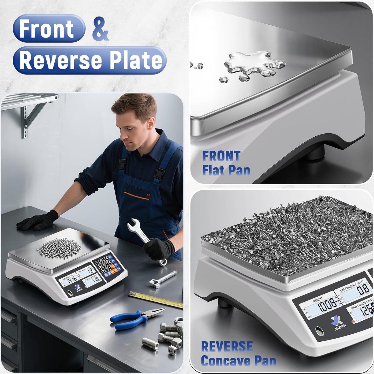 Industrial Counting Scale, 66lb/30kg Industrial Scale Electronic Bench Scale with Stainless Steel Platform LCD Display, Digital Inventory Scale for Small Parts Coins Piece, 0.0002lb/0.1g, lb/g/kg/oz