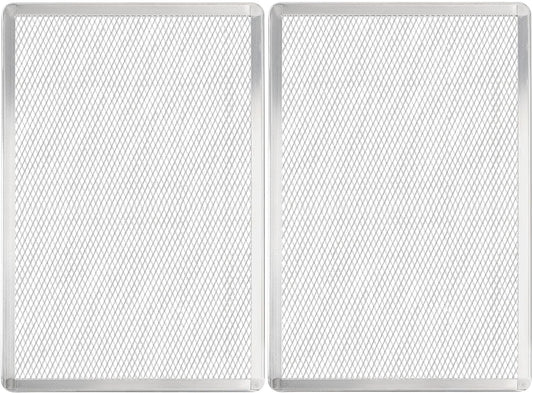 Pizza Screen 11 x 16 Inch 2 Pack Rectangular Aluminum Pizza Pan Restaurant-Grade Flatbread Screen Pizza Crisper Pan,Oven-Safe