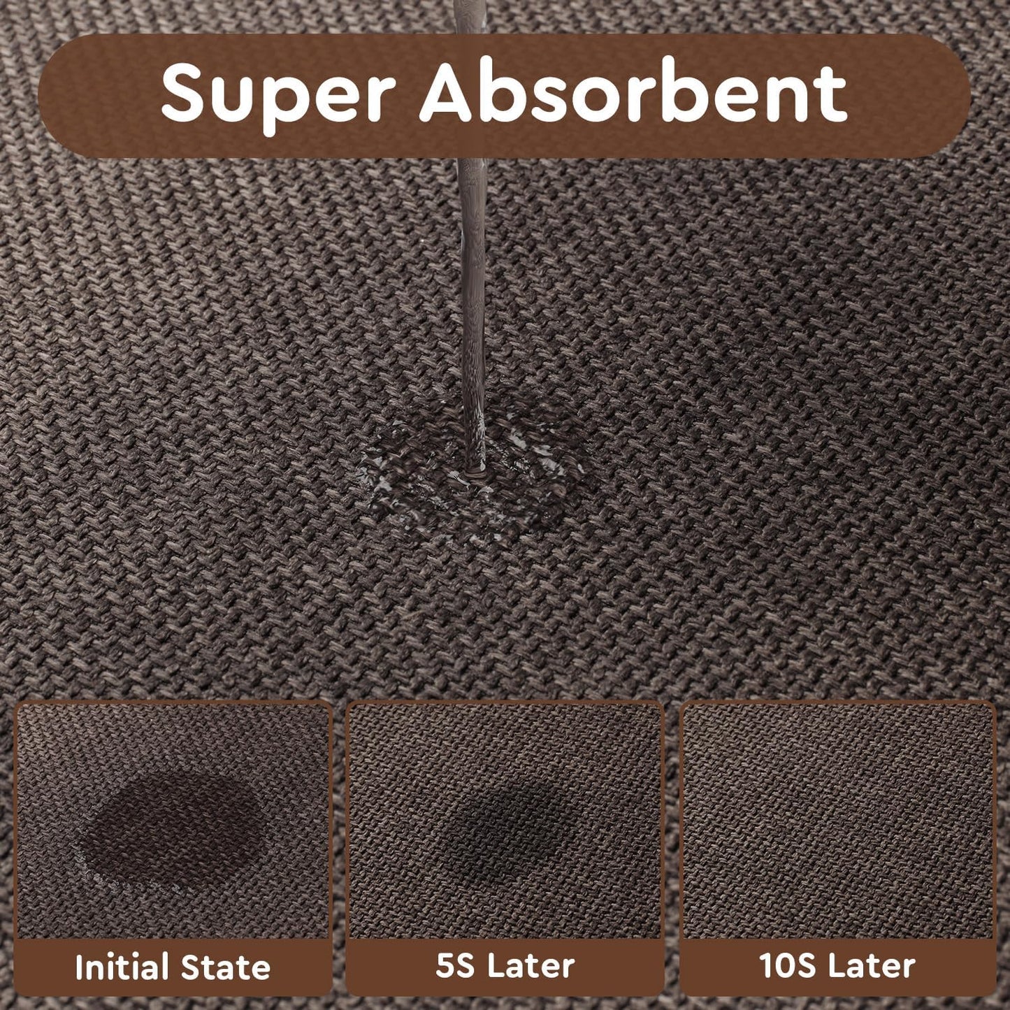 tchdio Kitchen Mats for Floor, Rubber Backed Kitchen Rugs Non Slip Washable, Superior Absorbent Kitchen Runner Rug Easy to Clean, Comfort Kitchen Floor Mat Front of Sink (Brown, 20" × 47")