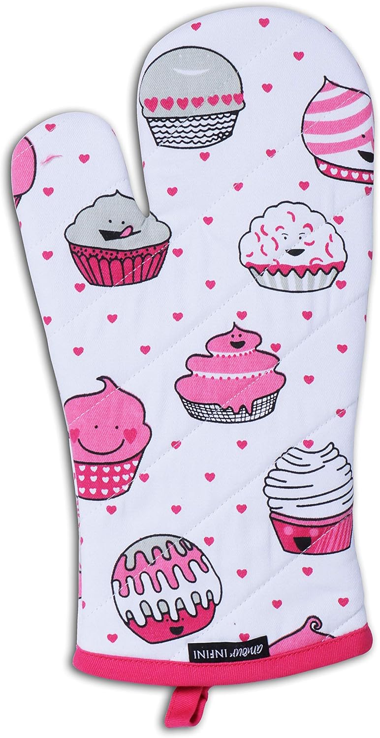 AMOUR INFINI Pot Holders and Oven Mitt Heat Resistant Non Slip Reusable Set of 1 Oven Mitt and 1 Pot Holder Oven Gloves Pot Holder for Cooking