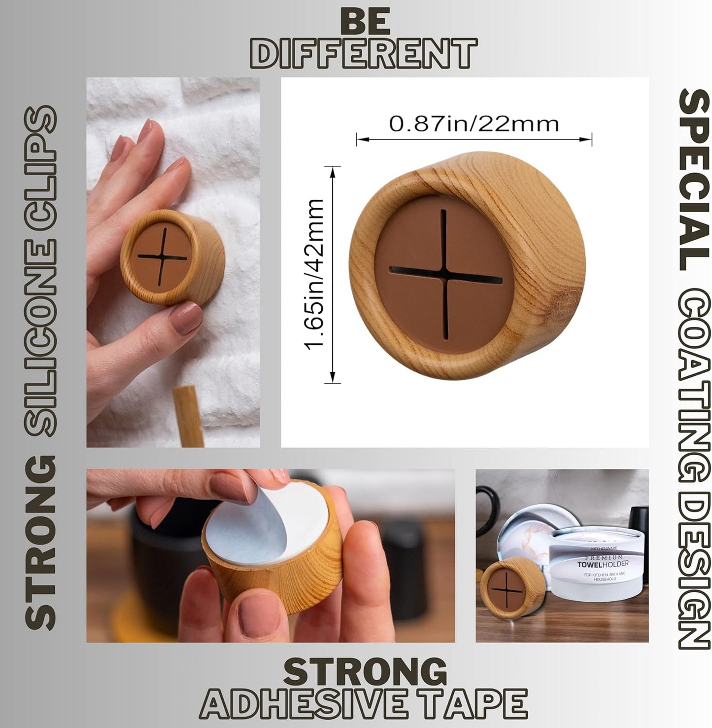 HEFA Eco 8 Pack Towel Hooks - Kitchen Organization, Hand & Dish Towel Holder