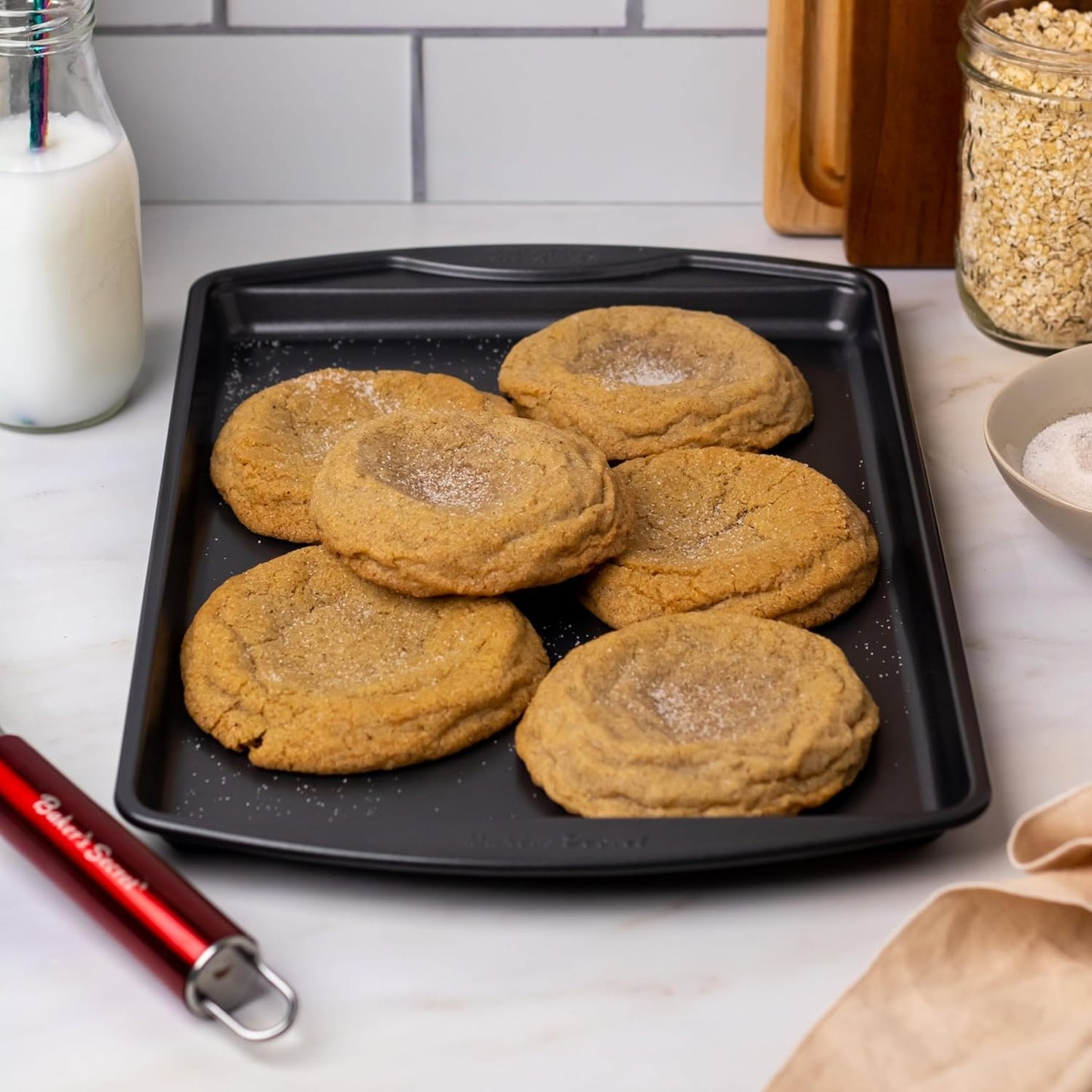 Baker's Secret Nonstick Cookie Sheets 15in baking area, Baking Trays for Oven Premium Food-Grade Coating, Non-stick Cookie Sheets, Baking Accessories - The Classic Collection (2x Medium 15" x 11")