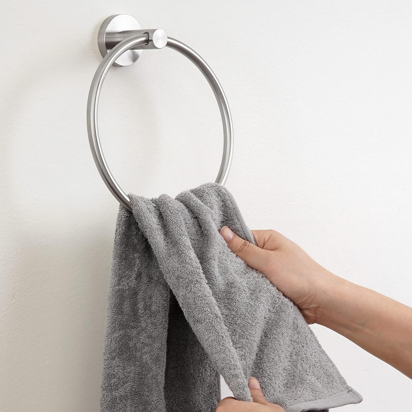 KES Towel Ring for Bathroom, Hand Towel Holder Round Towel Hanger Wall Mount SUS304 Stainless Steel Brushed Finish, A2180DG-2