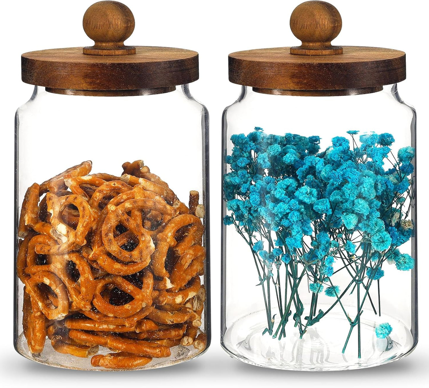 Glass Spice Jar Coffee Sugar Container Airtight Glass Jar Food Storage Canisters Bottle for Kitchen Seasoning Tea Herb Overnight Oats Bar Parfait Snacks (900ml/30oz-2pcs-A)