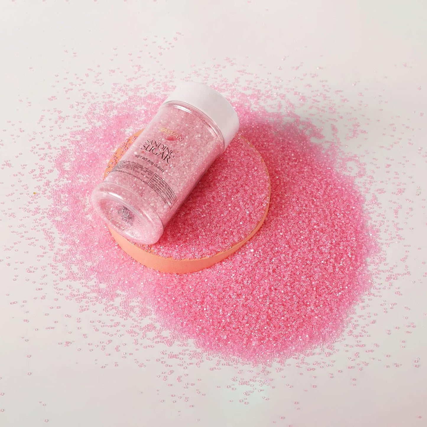 Kasvan Pink Sanding Sugar Sprinkles - Edible Sugar Crystals, Baking Cake Decorations, Ice Cream Toppings cupcake Decorating, Wedding Party Chirstmas Supplies, 85g/3.2oz