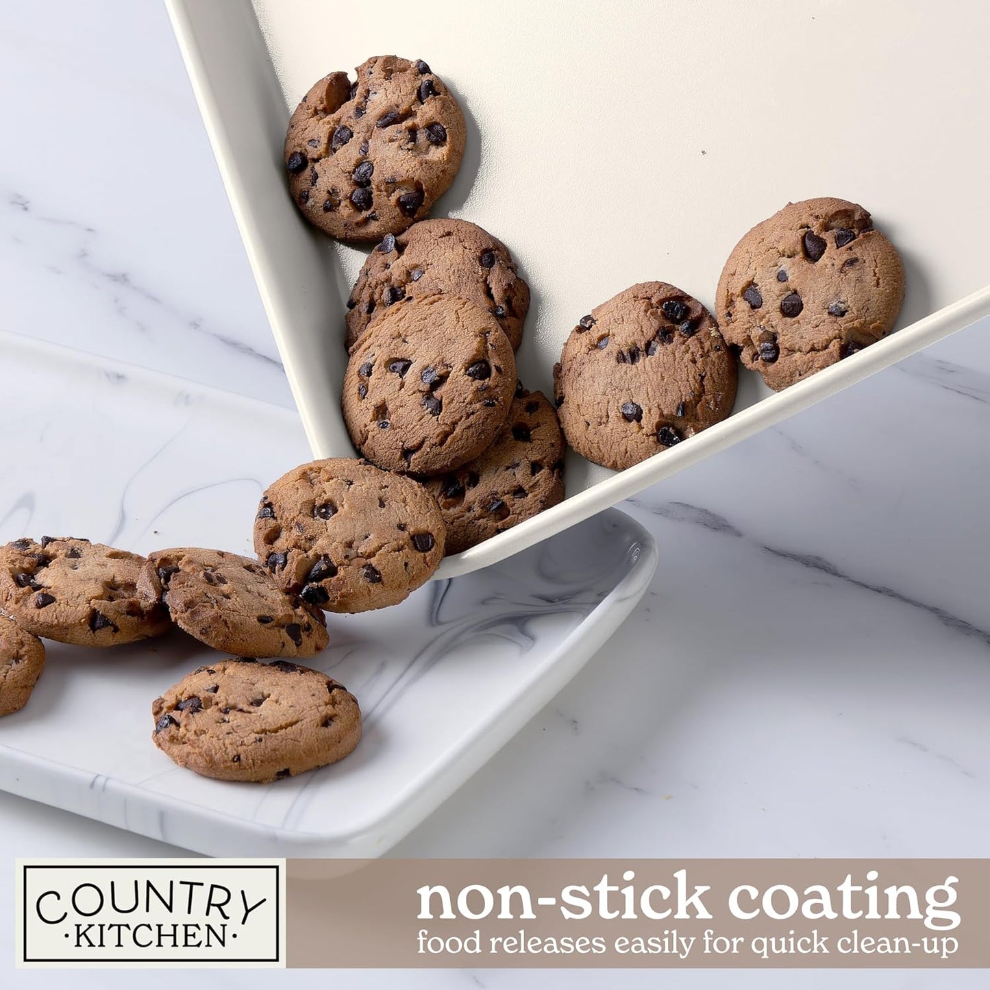 Country Kitchen Nonstick Stackable Bakeware Set - Deluxe Heavy Duty, Durable, Easy Release Baking Set, Taupe, 13 Pcs with Handles