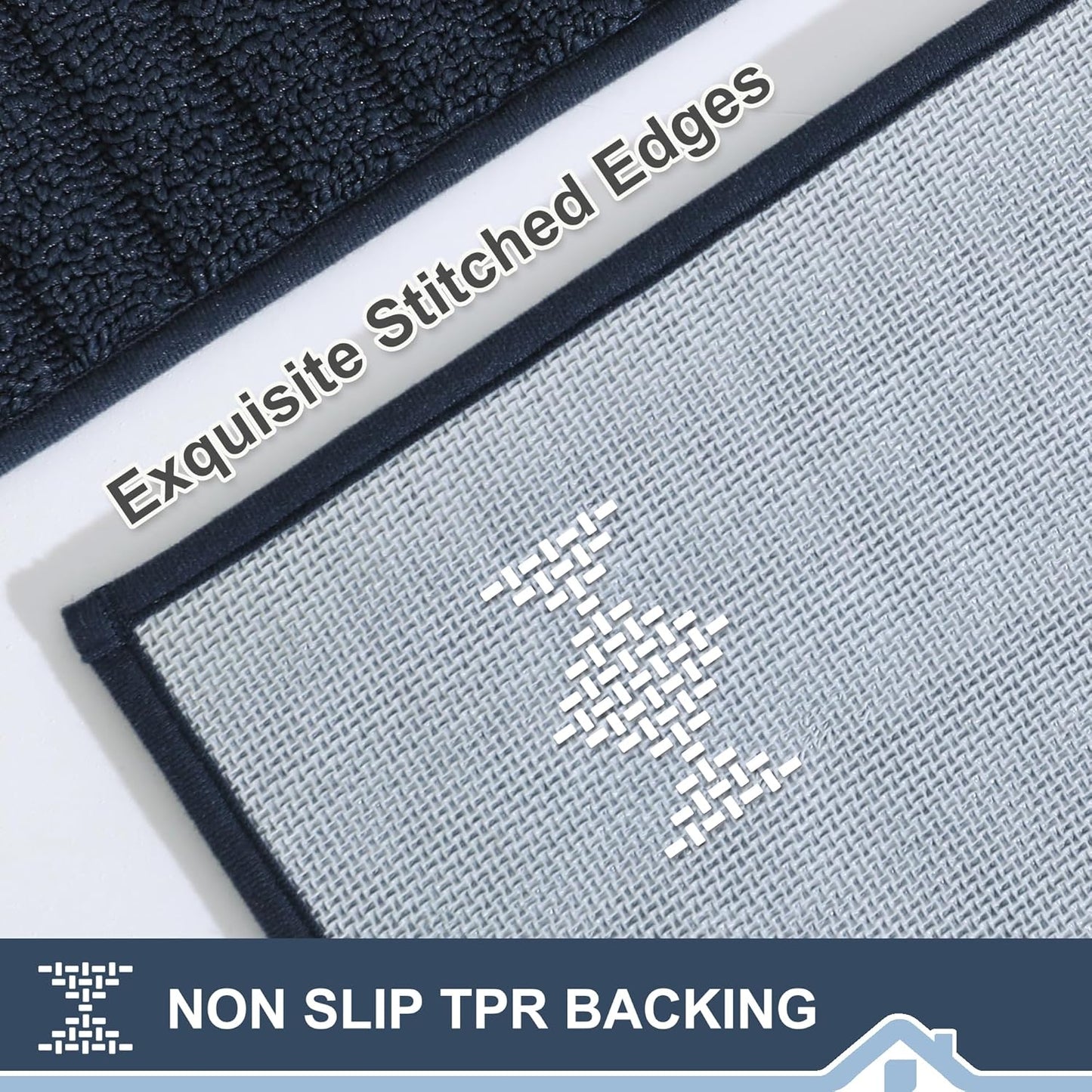 BEQHAUSE-Kitchen-Rugs-and-Mats Non Slip Kitchen Mats for Floor Absorbent Kitchen Rugs Machine Washable Kitchen Floor Mat,Navy Blue 20”x30”