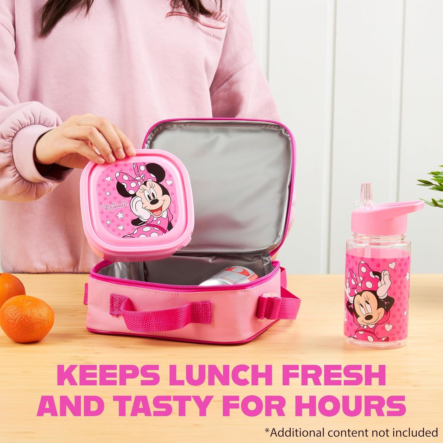 Get Trend Disney Minnie Mouse Kids Lunch Bag Set 3 Pc with Leak Proof Water Bottle and Small Lunch Box Insulated for School Daycare Travel (Minnie Mouse)