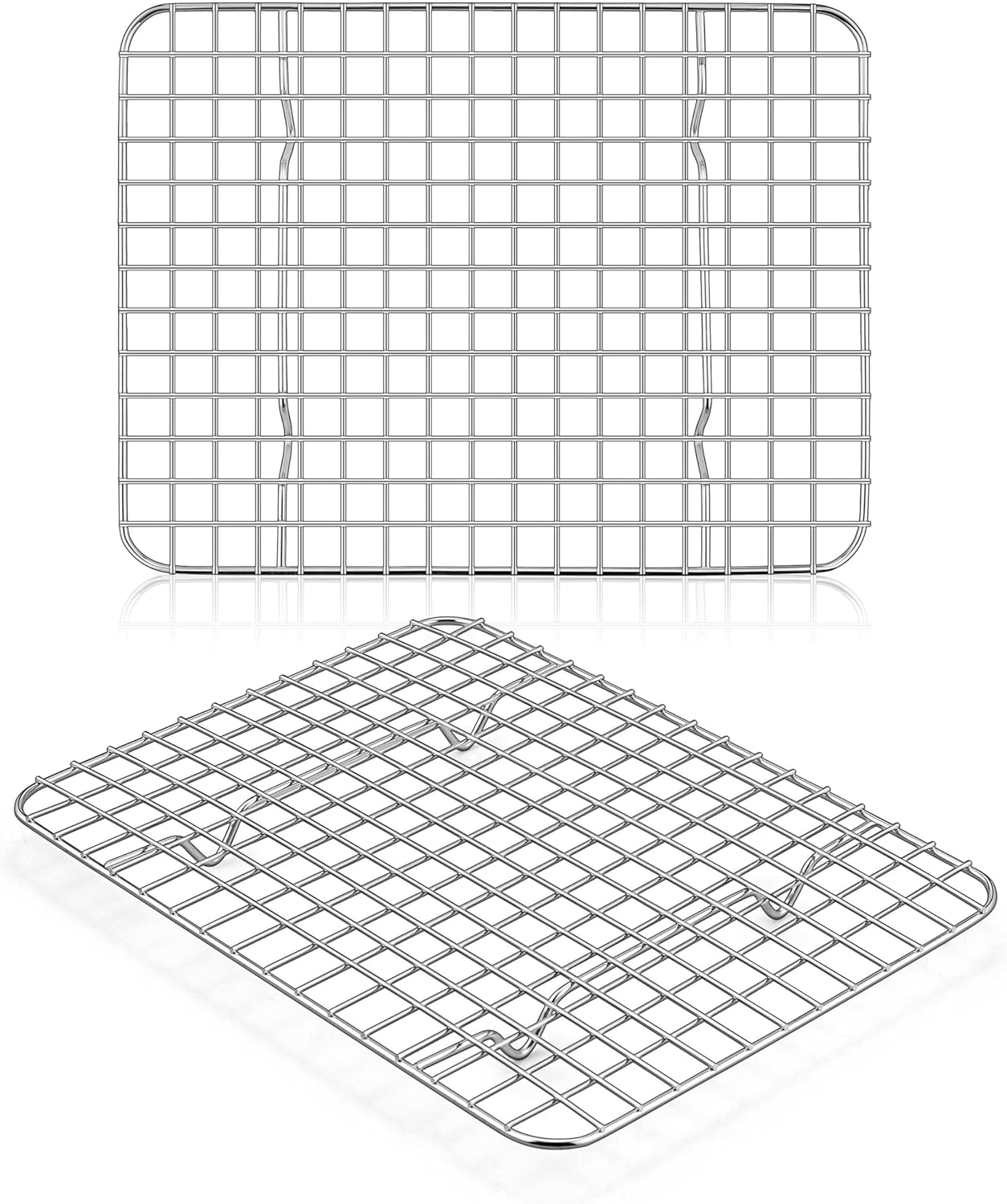 Homikit 2 Pack Cooling Rack Set, 9.75" x 7.5" Stainless Steel Baking Rack for Bacon Bread Pizza, Thick Metal Wire Oven Racks for Cooking Fit Small Toaster Oven Pan, Rust Free & Dishwasher Safe