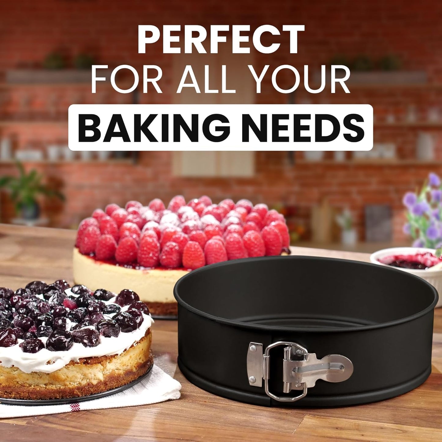 Zulay Premium Springform Pan 9-Inch Nonstick Cheesecake Pan with Removable Bottom, Leak-Proof Design, No Need for Parchment Paper – For Baking Cakes, Cheesecakes, Pies - Easy to Clean (Black)