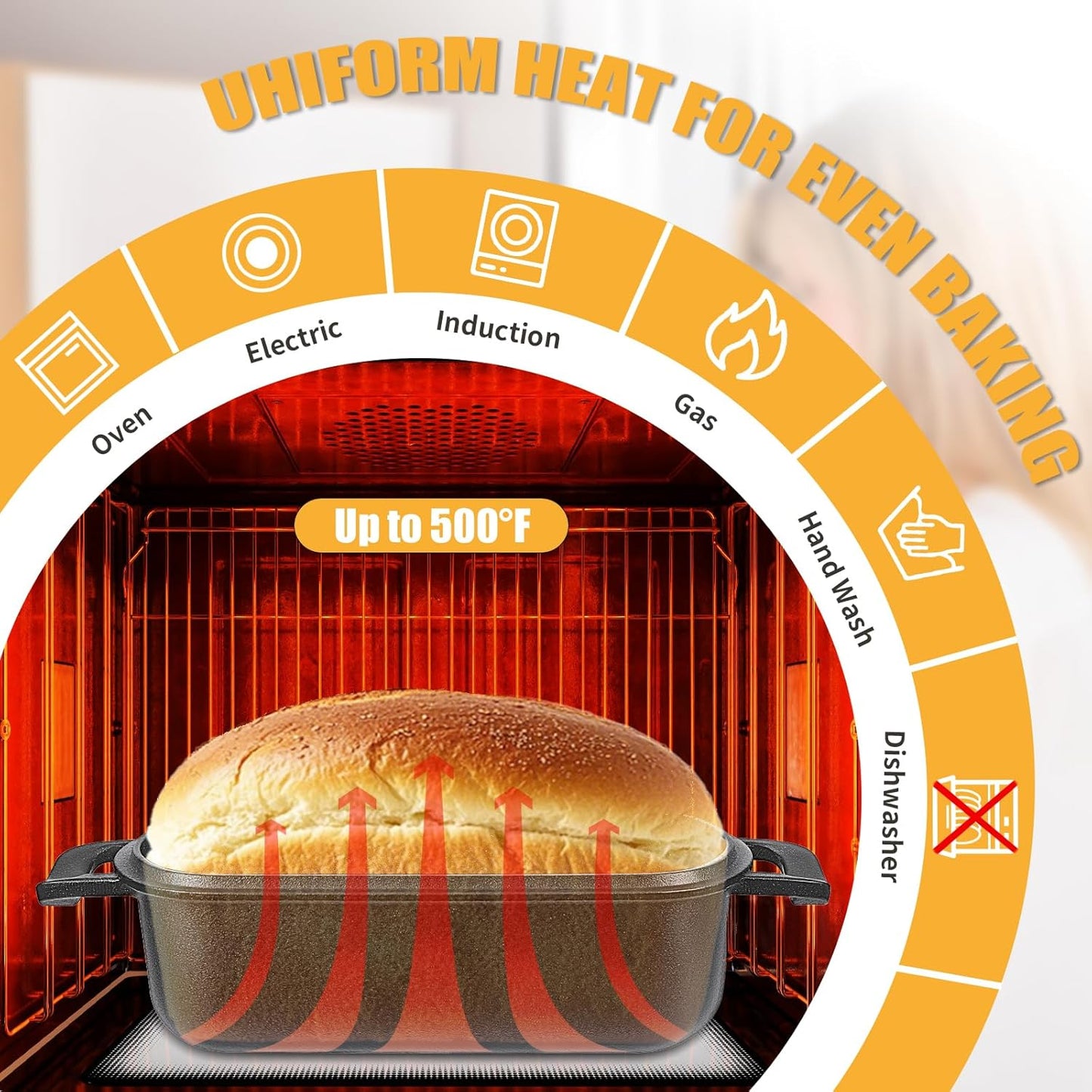 10x5 Cast Iron Loaf Pan with Lid - 2 in 1 Bread Pans for Baking Homemade Sourdough Bread